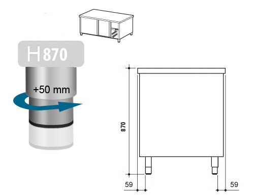 Edelstahl Arbeitsschrank PREMIUM - 1600x700mm - mit Durchreiche