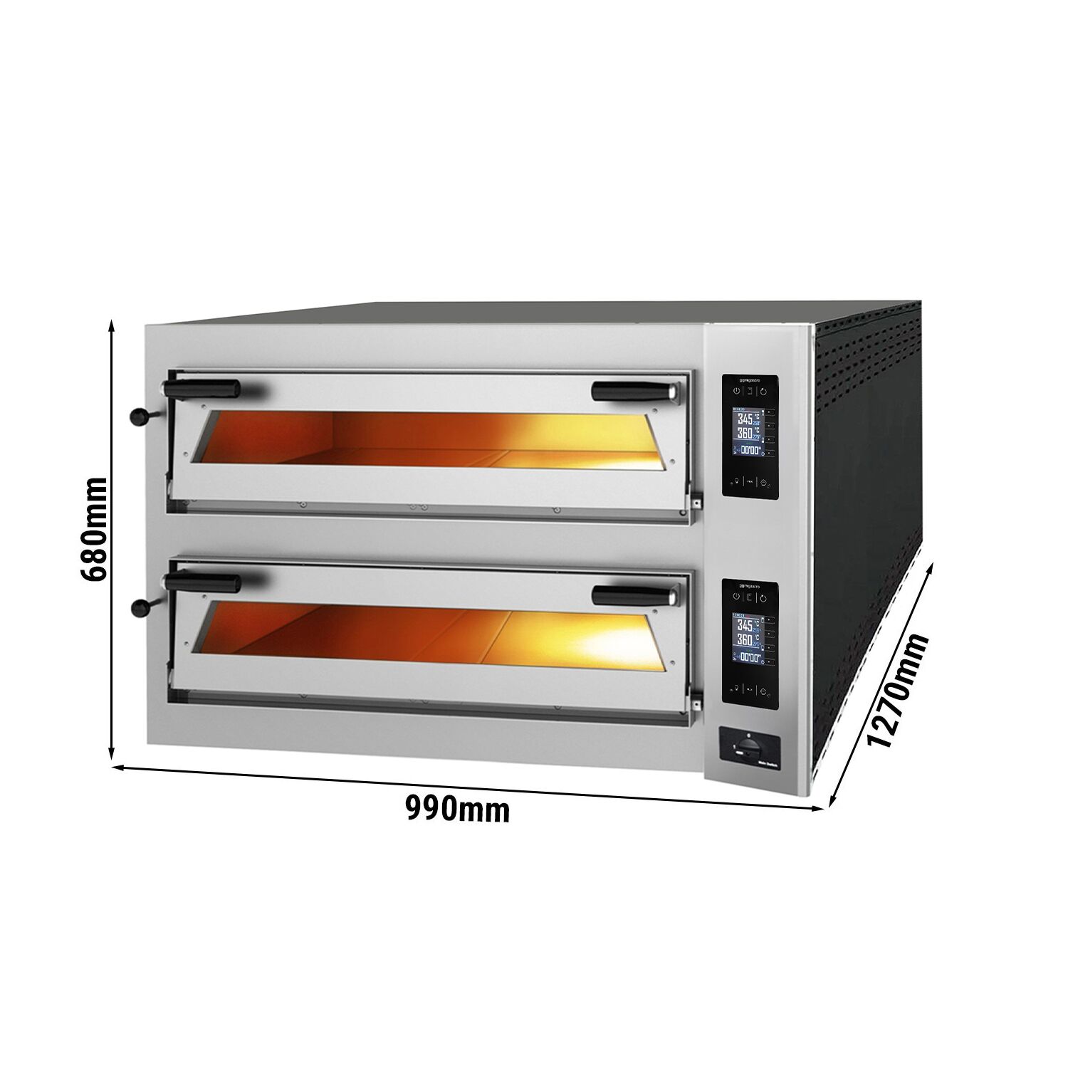 Commercial Deep Double-Deck Electric Pizza Oven Digital – 6+6 pizzas Ø35 cm - 400°C - Soft-Touch