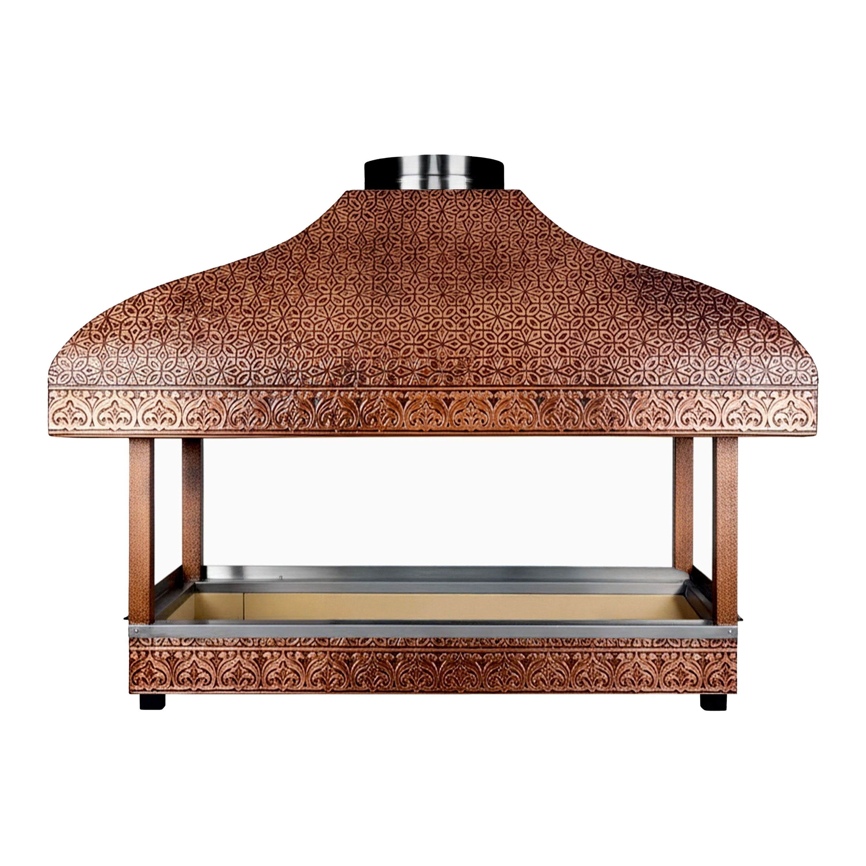 Copper Charcoal Grill - 1500mm - 1 grill grates - Grill grate: 1300x500mm