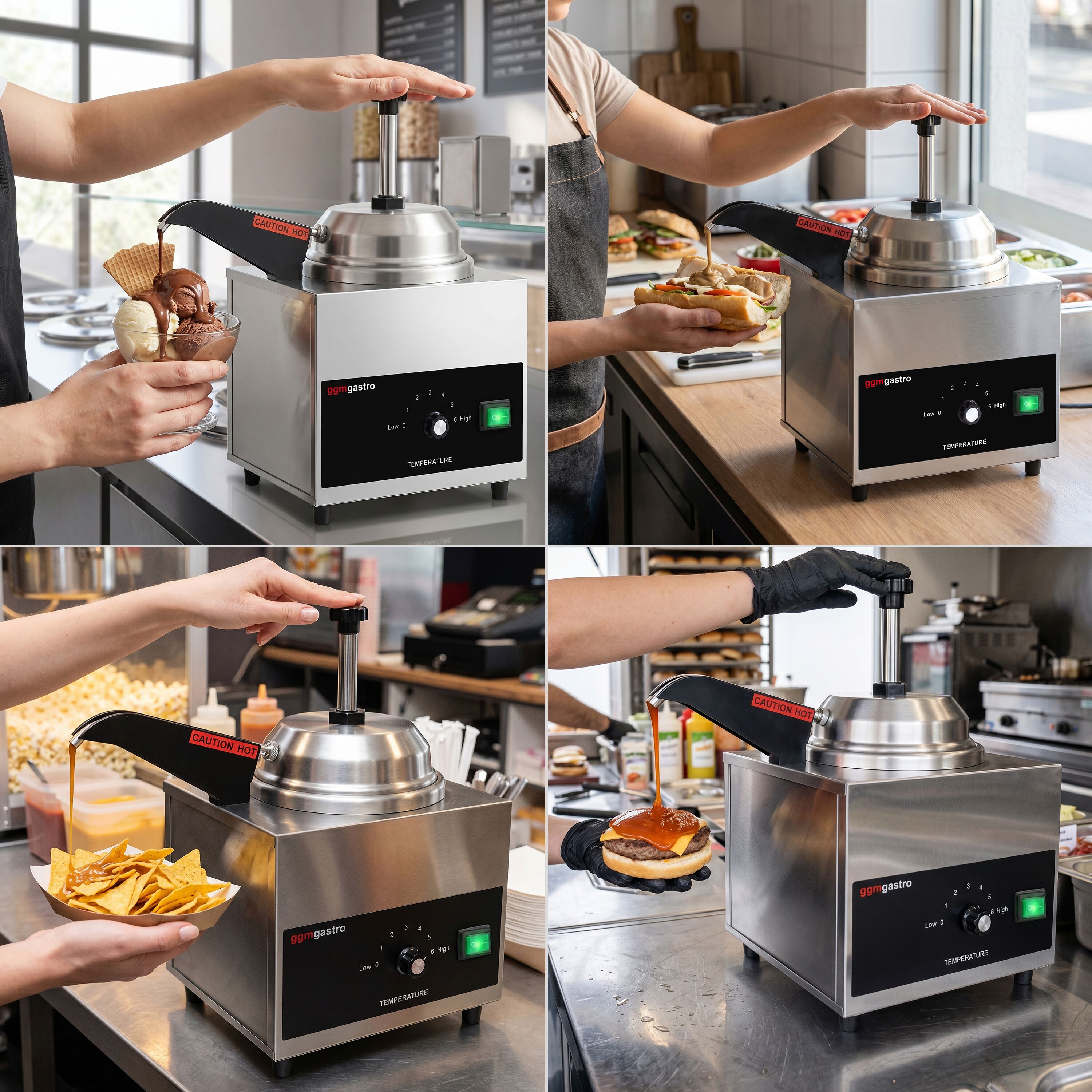 Distributeur de sauces chauffant avec bec verseur chauffant - 550 watts - pour fromage & chocolat