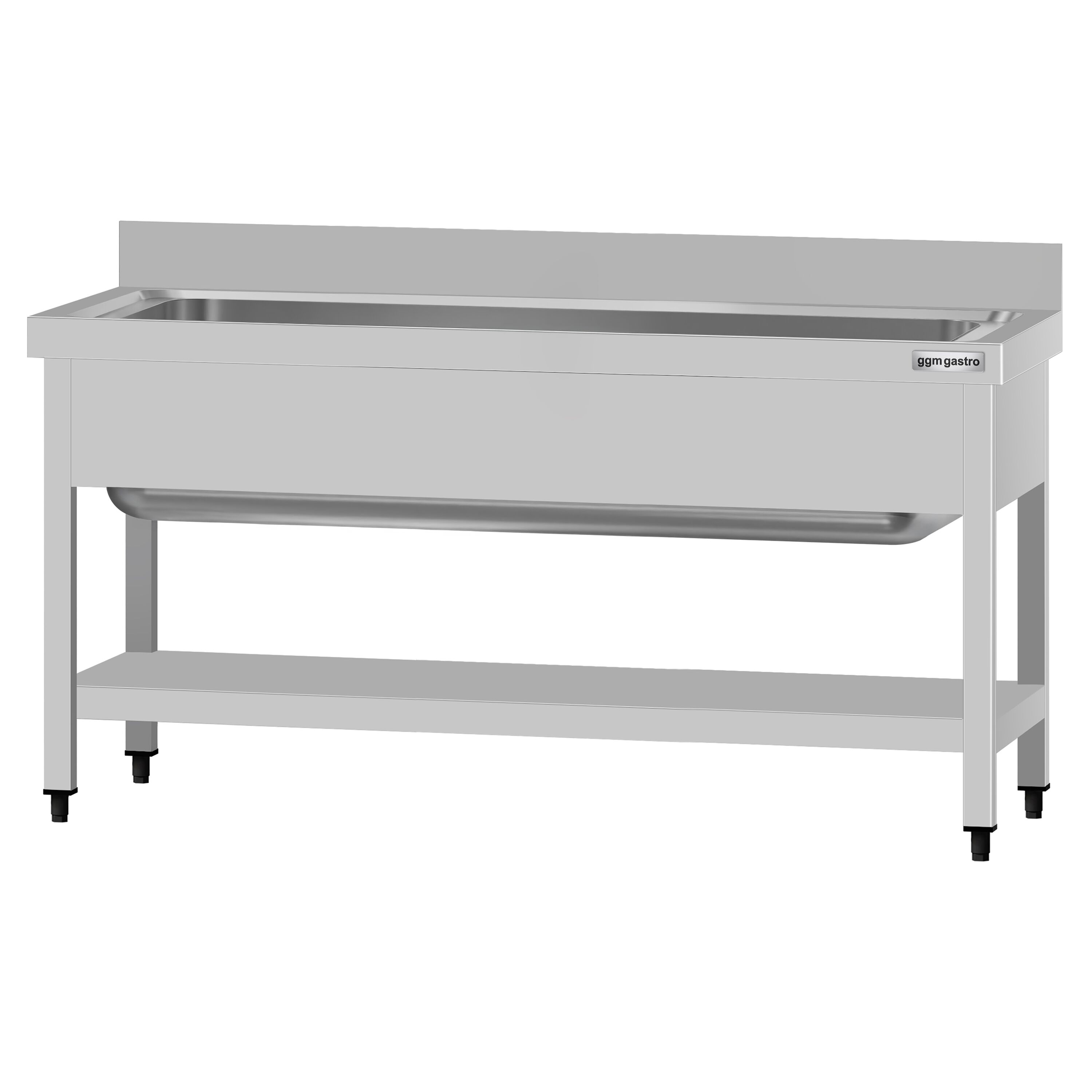 Plonge à marmites en inox ECO - 1400x600mm - avec étagère basse & 1 bac
