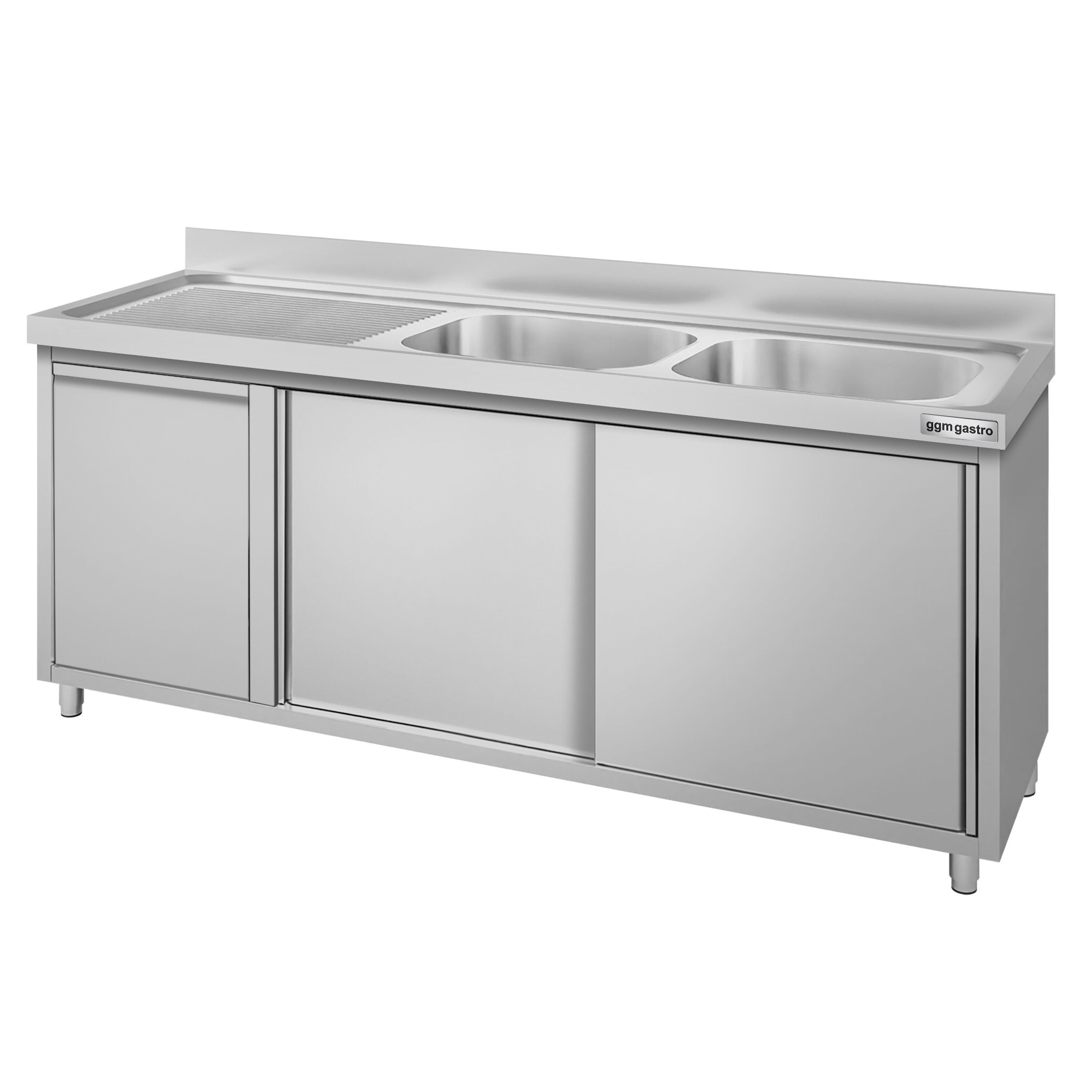 Meuble évier ECO - 1800 x 600 mm - avec poubelle & 2 bacs à droite