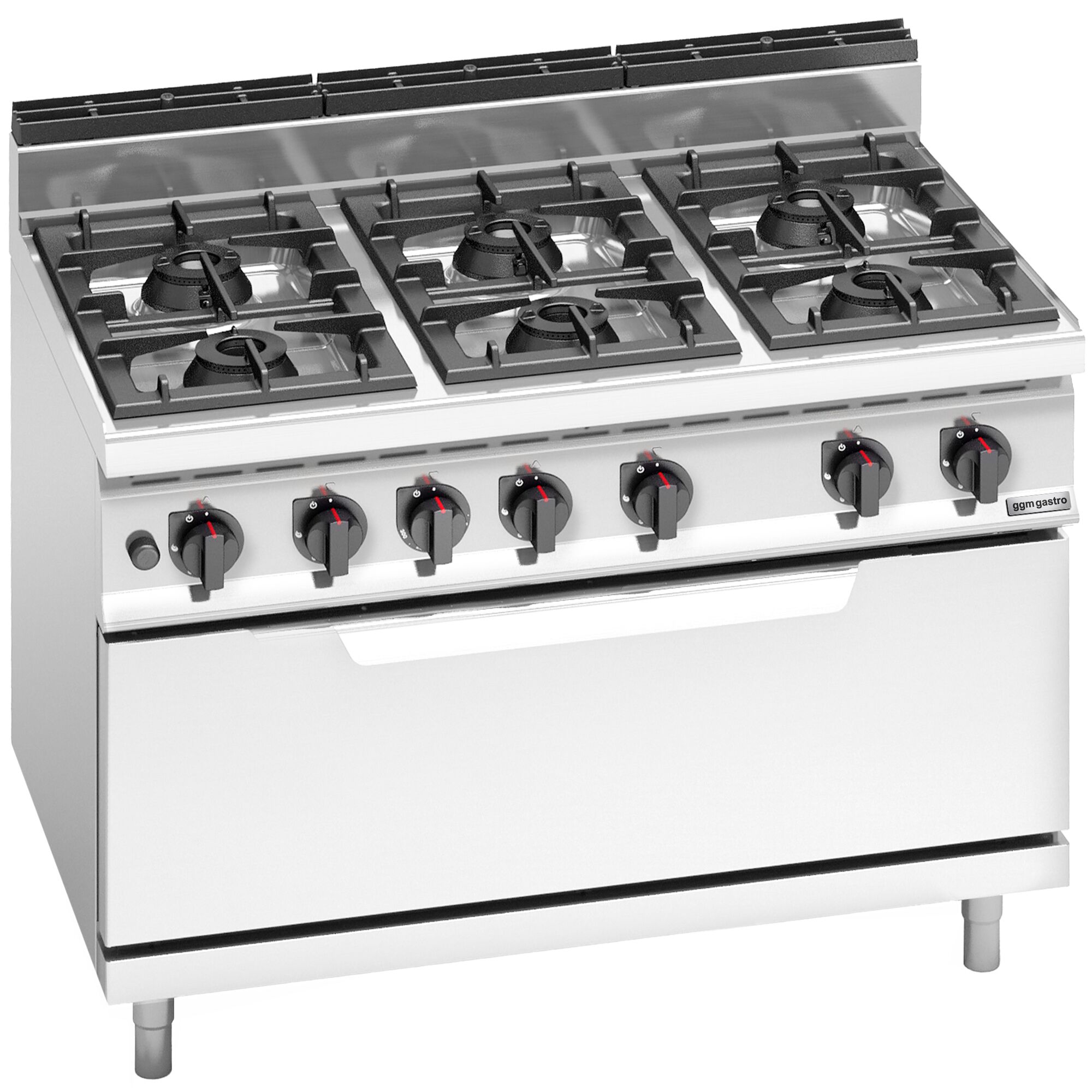 Fourneau à gaz – 42 kW – 6 brûleurs – avec four à gaz statique – 12 kW – modèle haute performance