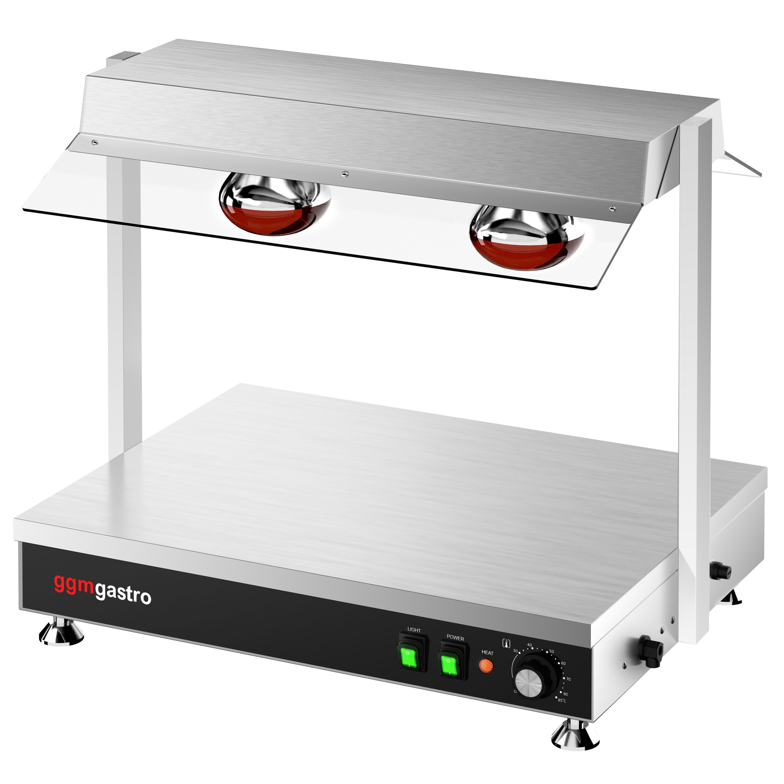Plaque chauffante en inox - 1 kW - avec 2 lampes chauffantes infrarouges
