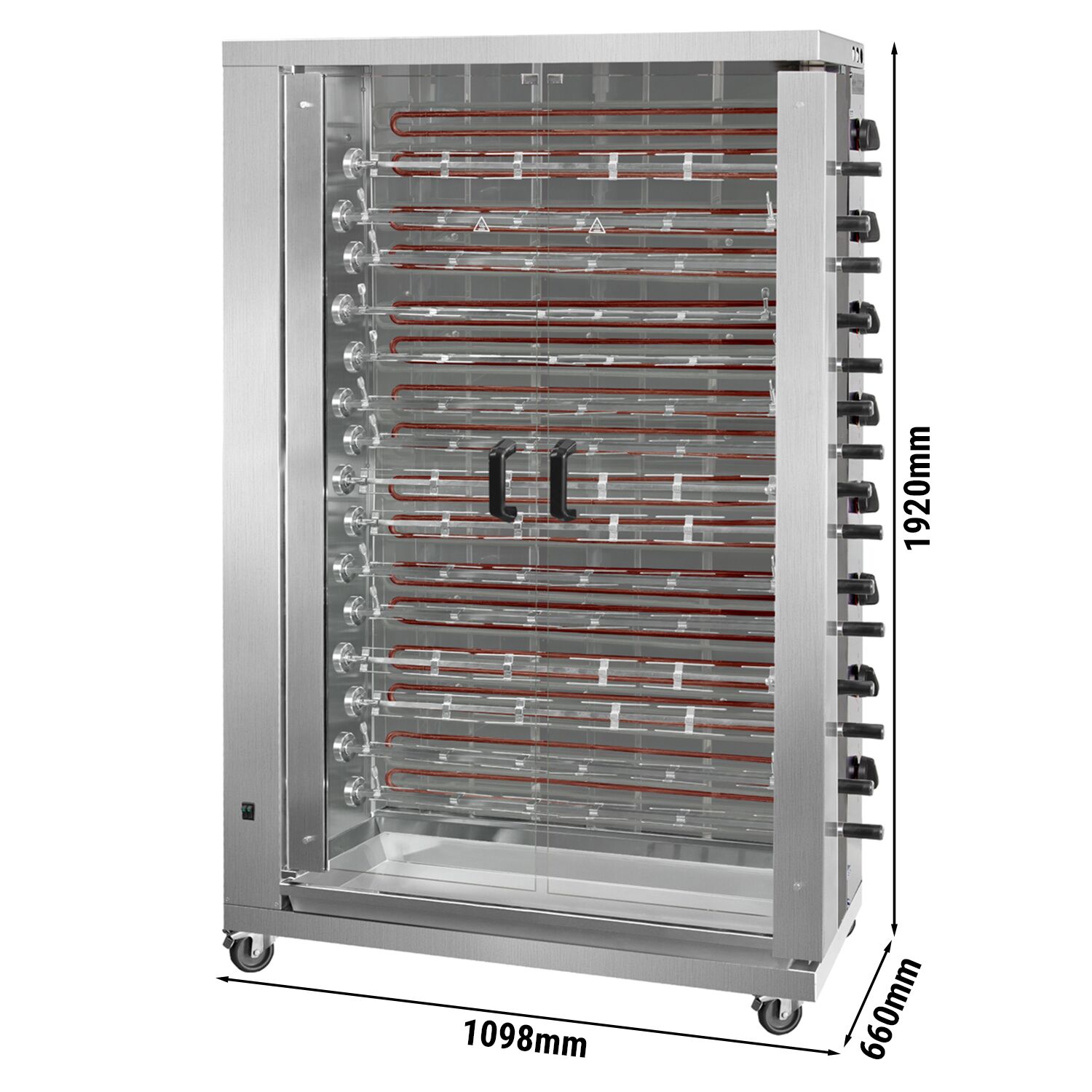Elétrico Rotativo Assador de frangos - 38,4kW - com 15 espetos para até 90 frangos