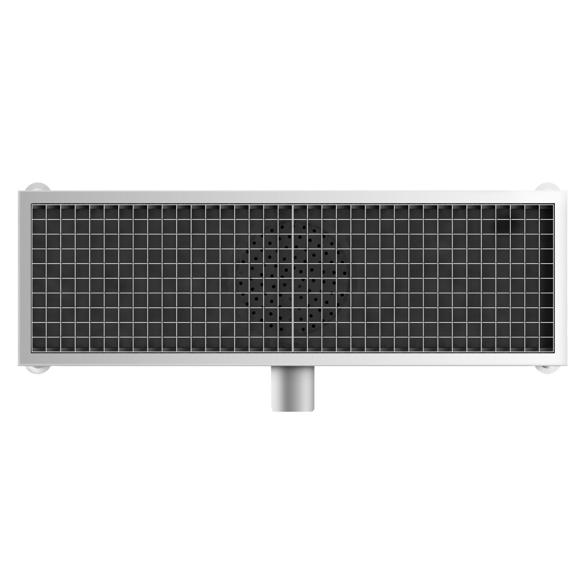 Caniveau de sol en acier inoxydable - 900x300mm - sortie horizontale Ø70mm - avec caillebotis