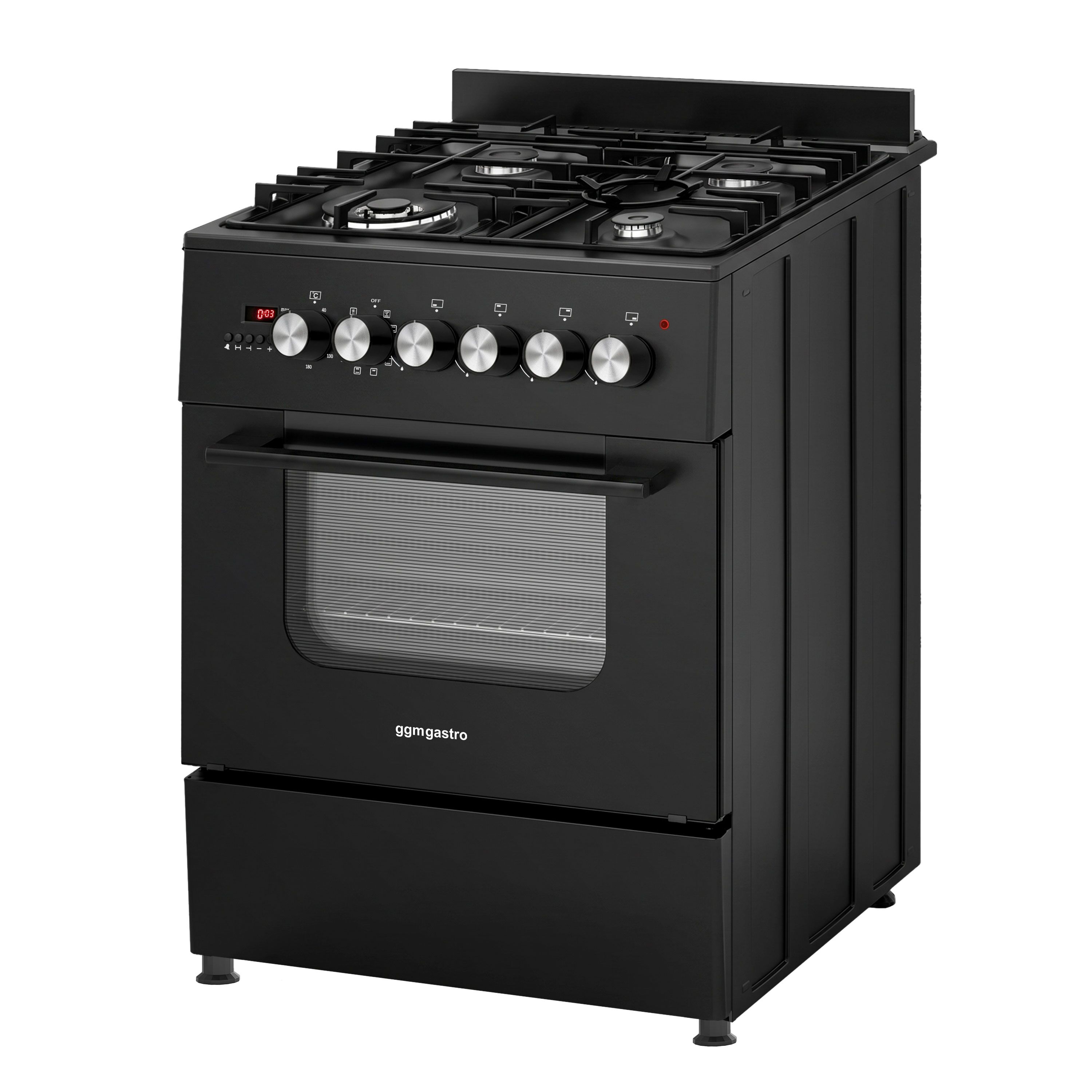 Commercial Gas Cooker – 4 Burners (8.4 kW) – 600 mm – with Electric Oven (3.85 kW)