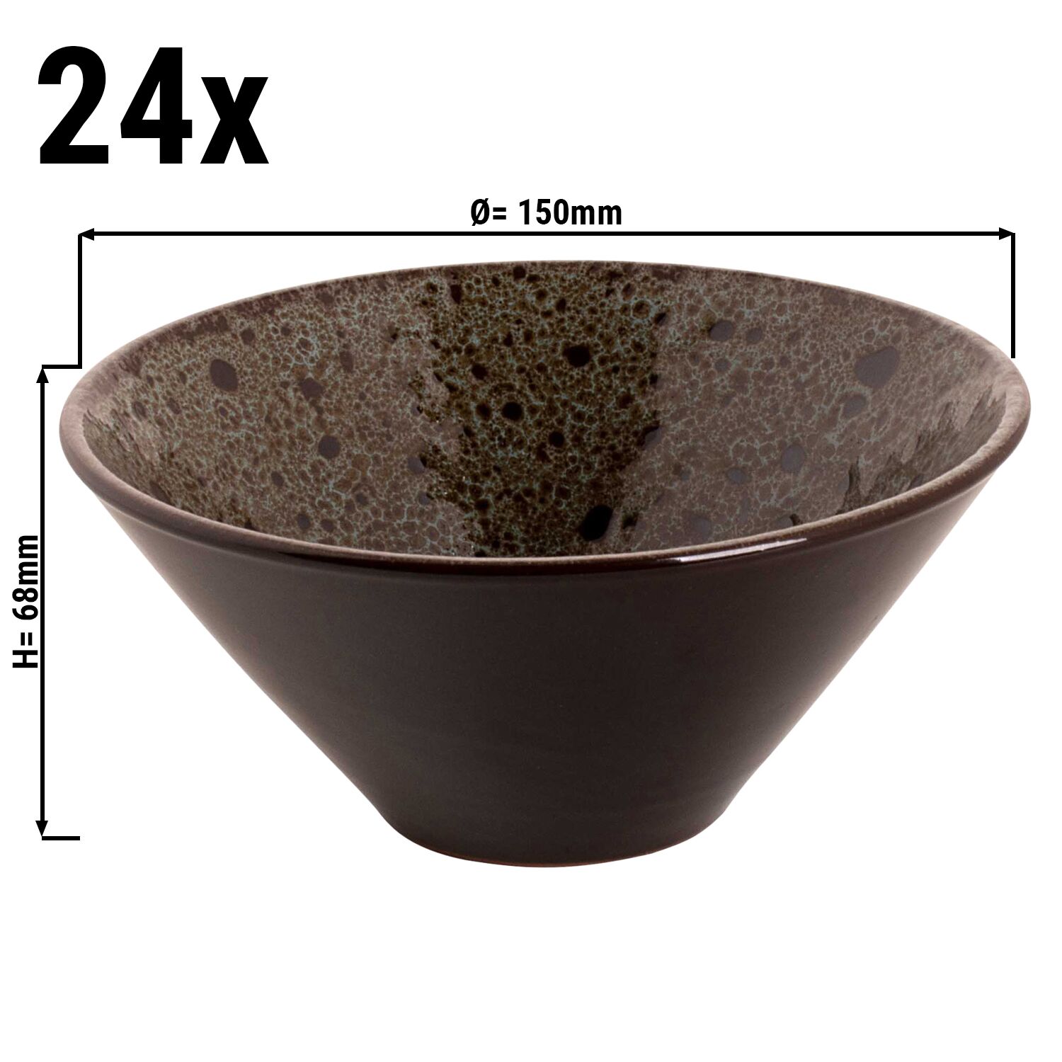 (24 pcs) Coupe - TURKEY - Grès (stoneware) - Ø 150mm - 500ml - Brun/Bleu