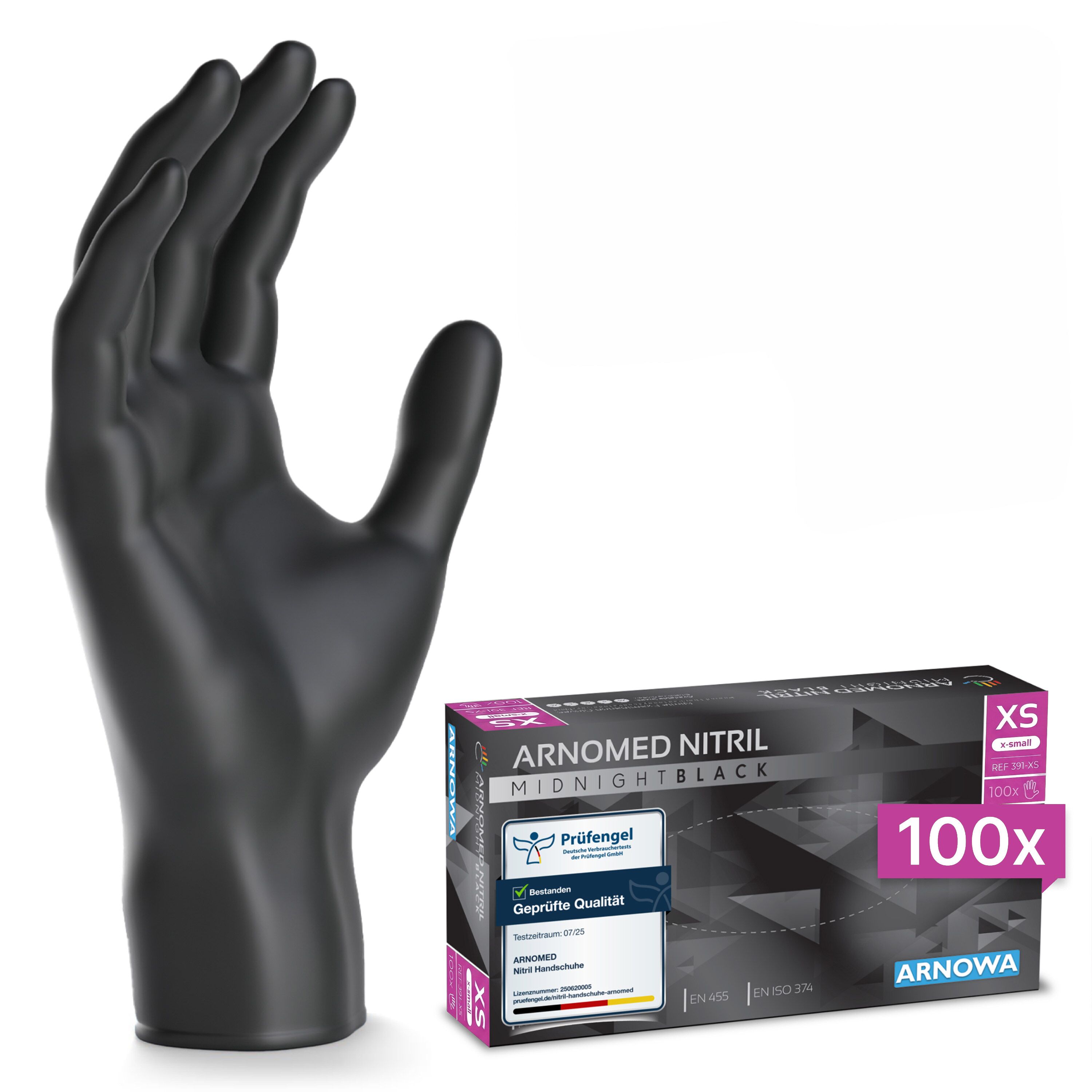 (10 pezzi) ARNOWA | Guanti monouso in nitrile - 100 pezzi - Taglia XS - Nero