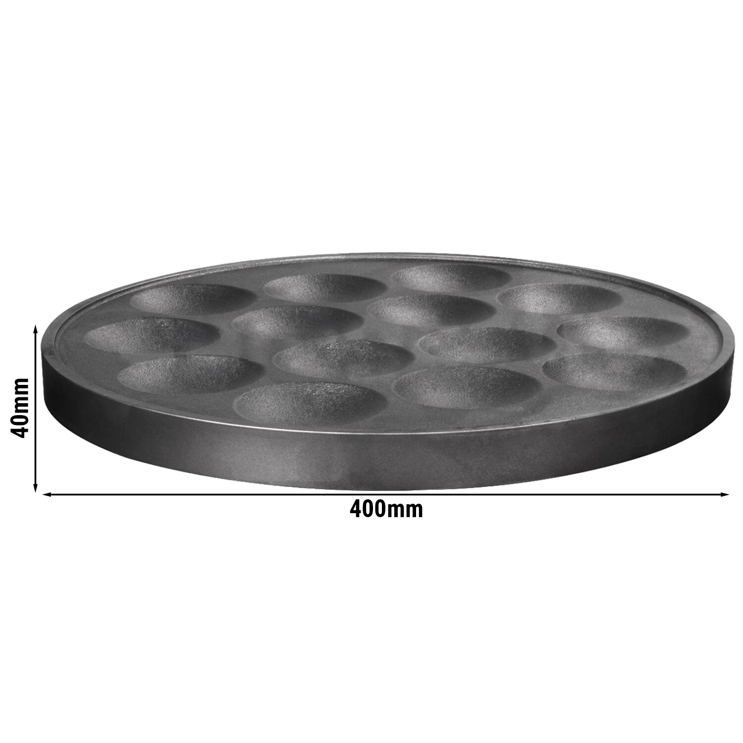 14 empreintes Plaque de cuisson pour crêpière - 400x400x40mm - Inox - pour CGOM5