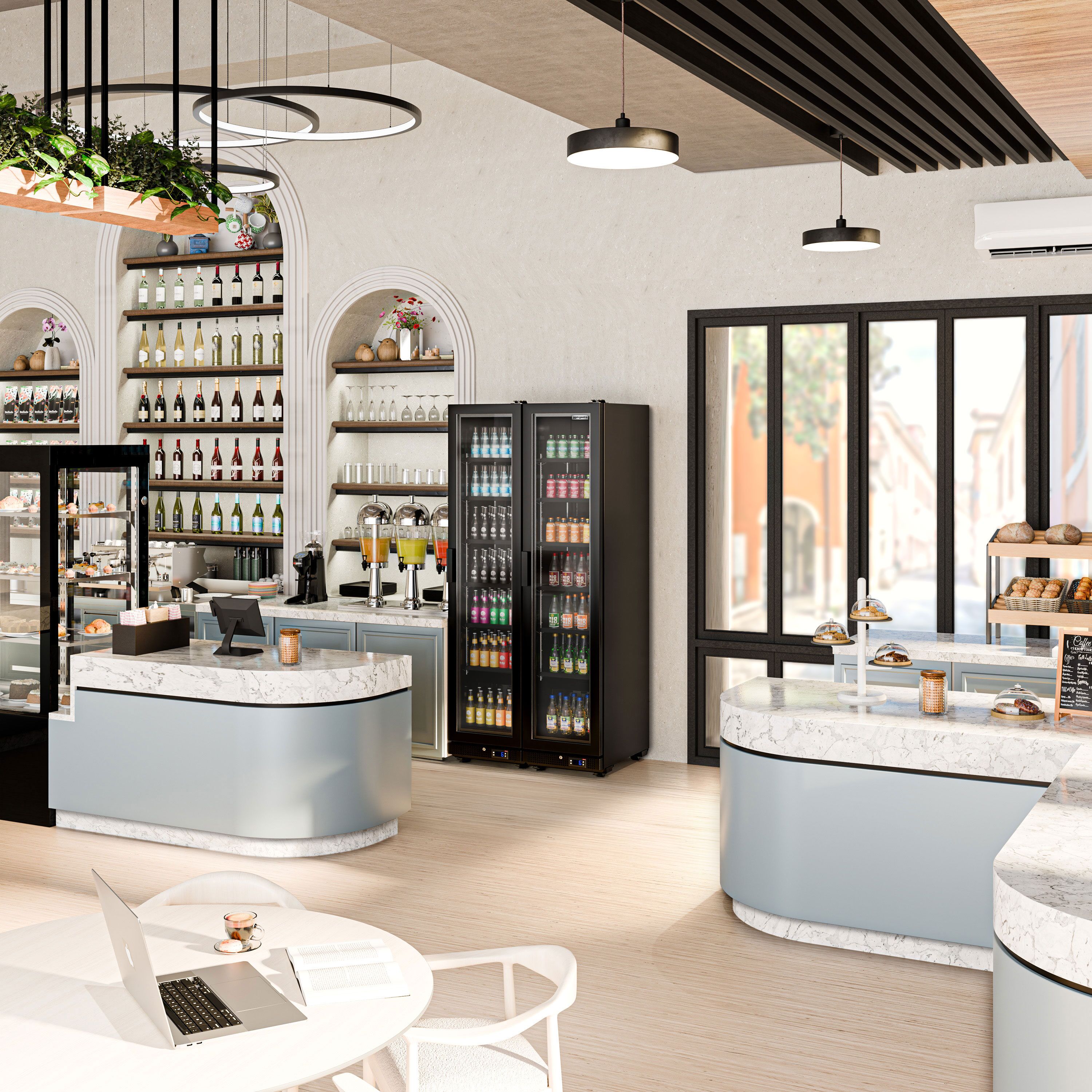 Vitrine réfrigérée à boissons - 463 litres - design sans cadre - avec 1 porte vitrée