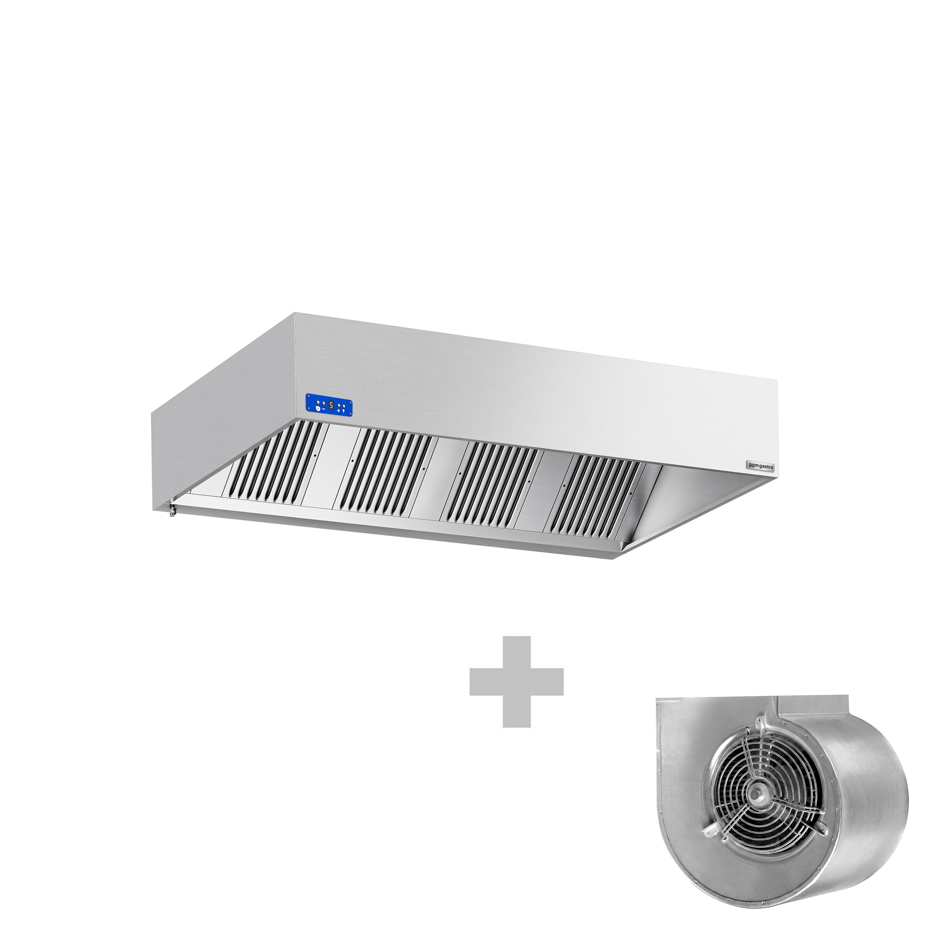 Commercial Wall-Mounted Extractor Hood with Motor – 2000mm – with Speed Controller, Baffle Filters & Lighting