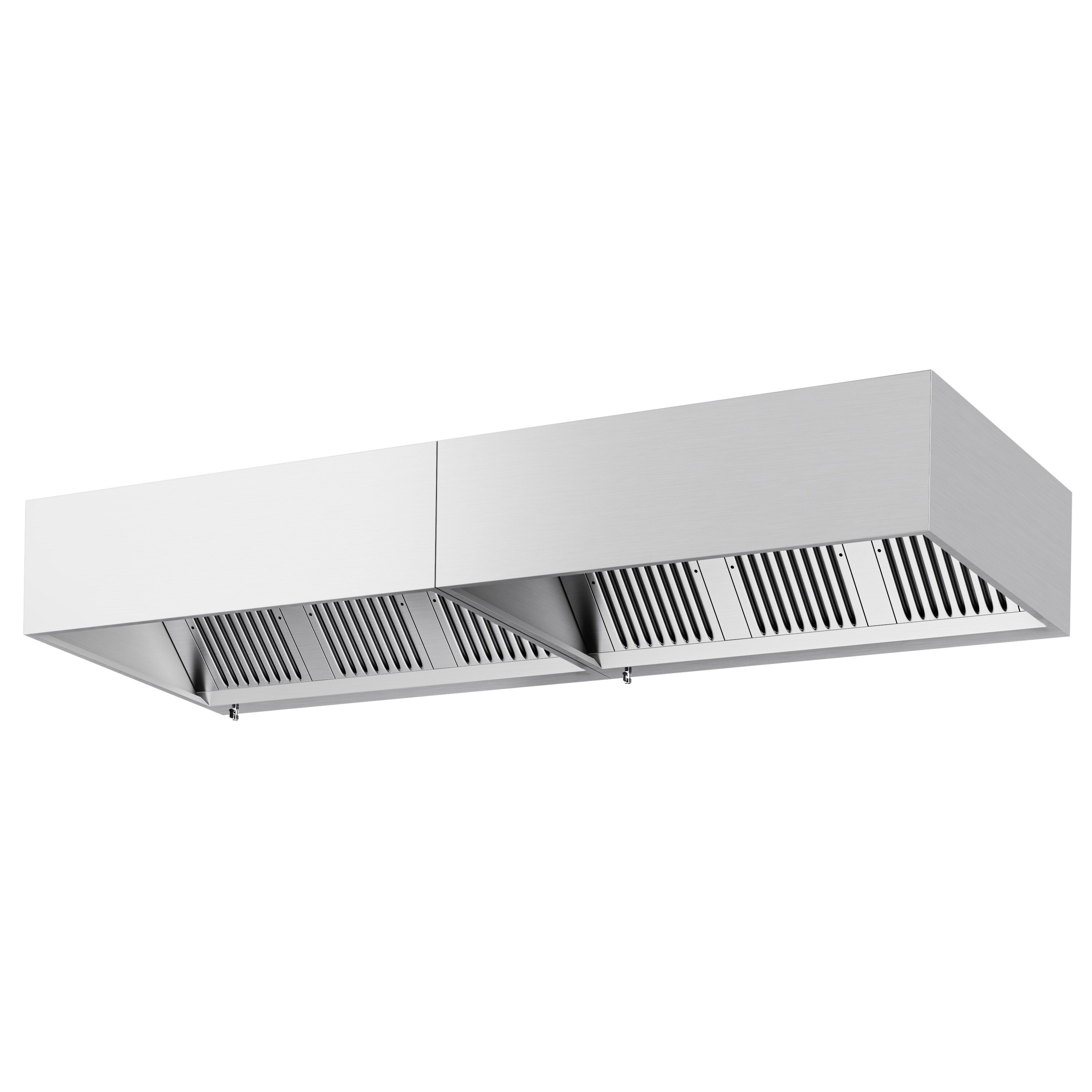 Hotte à adosser professionnelle - Profondeur 1100 - 3200mm - sans moteur - avec filtres et éclairage