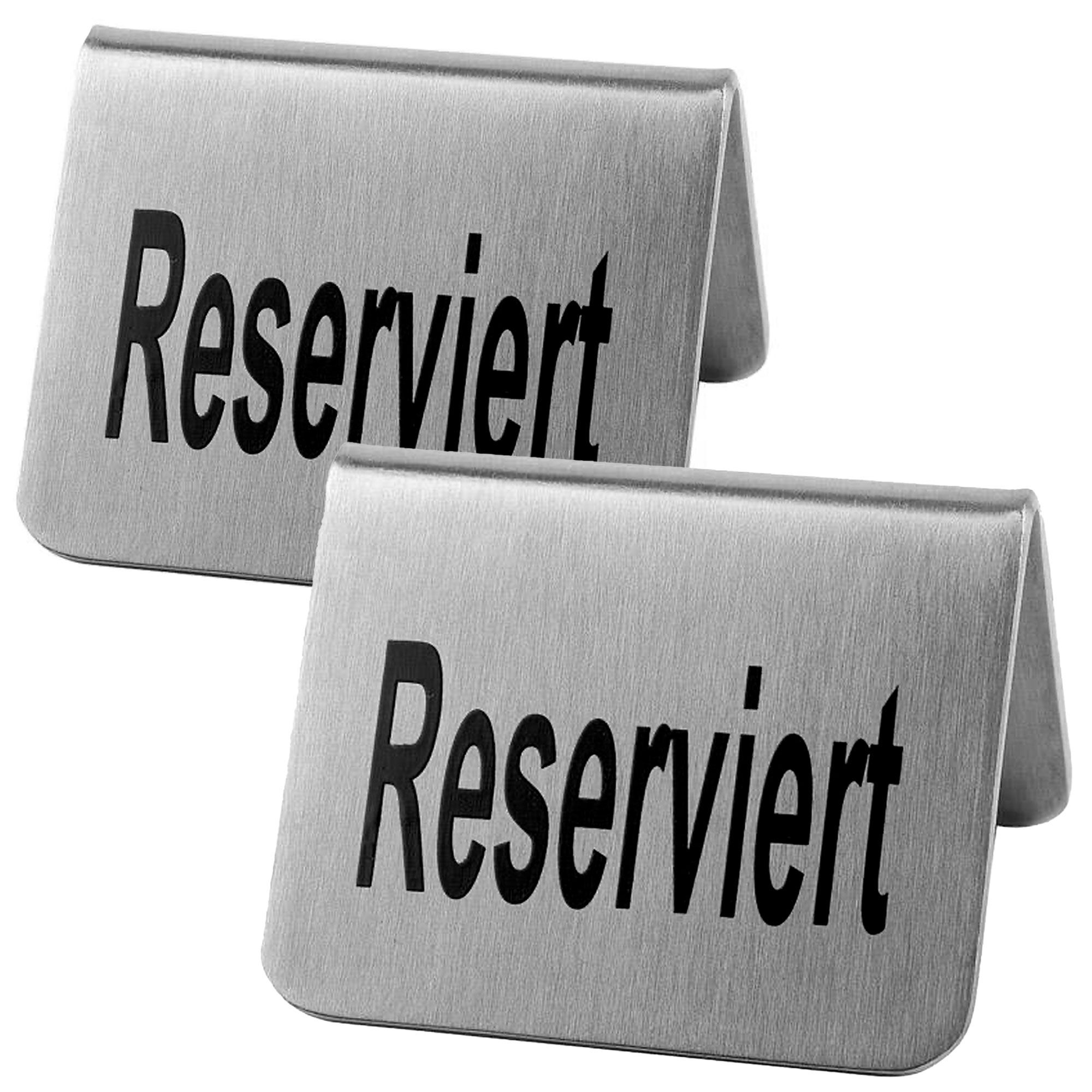 (6 pièces) Présentoir de Table - Lot de 2 - "Reserviert" - Inox - 50x50 mm