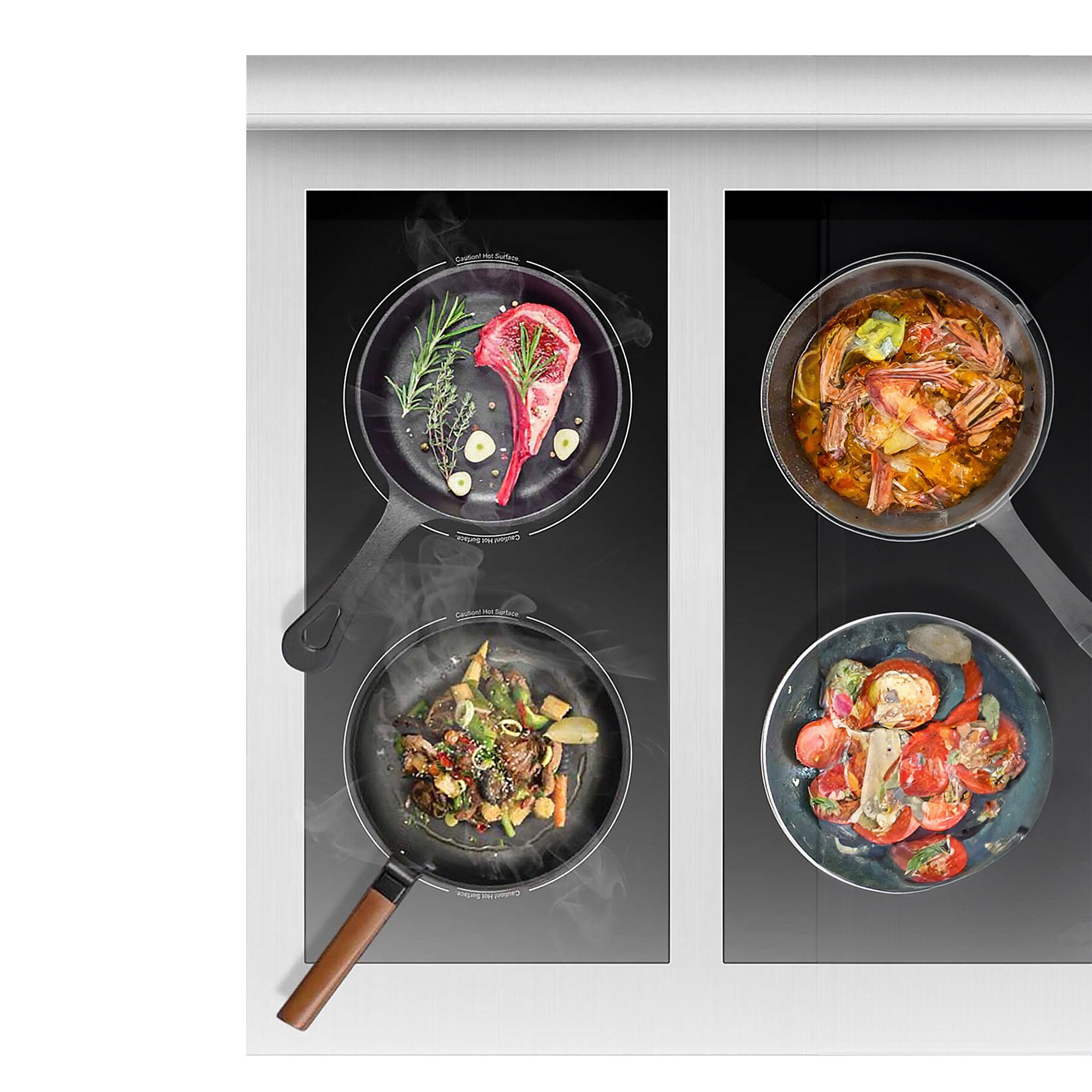 Freestanding Induction Hob - 20kW - 4 zones - with base cabinet - 2 doors