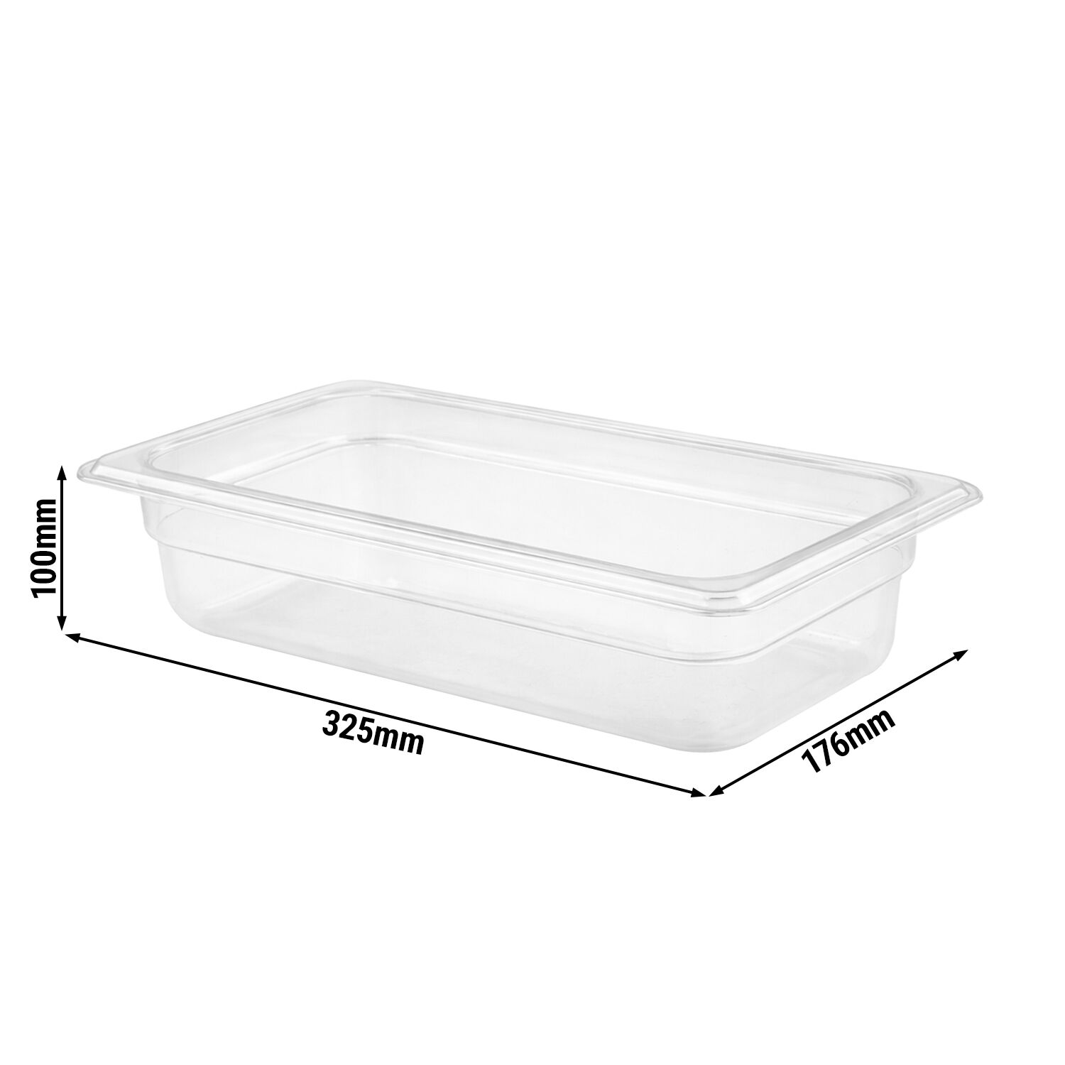 (6 pièces) Bac en Polycarbonate GN 1/3 - Transparent - Hauteur : 100 mm