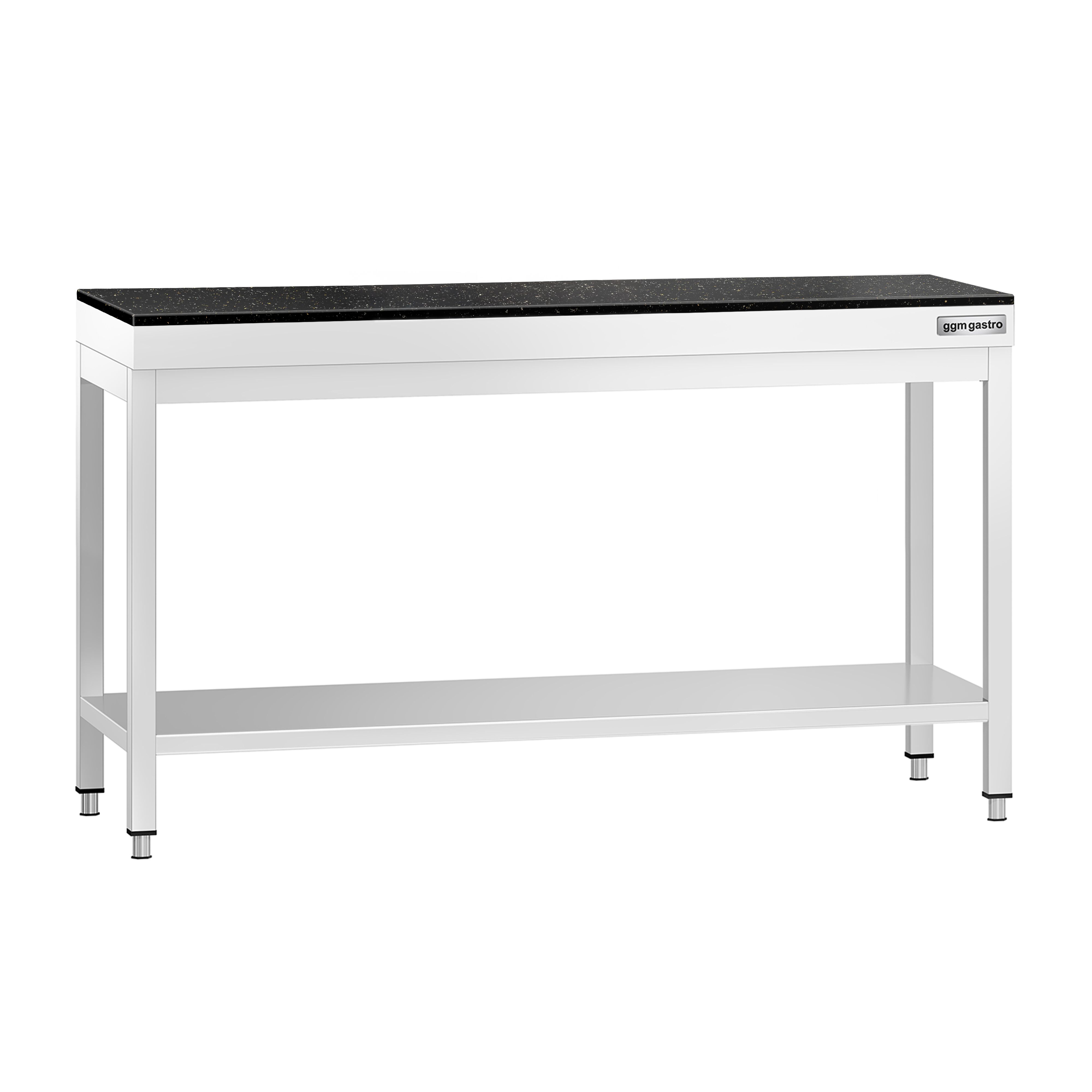 Table de travail inox PREMIUM - 1500 x 700 mm - avec tablette inférieure - incl. Plan de travail en Granit