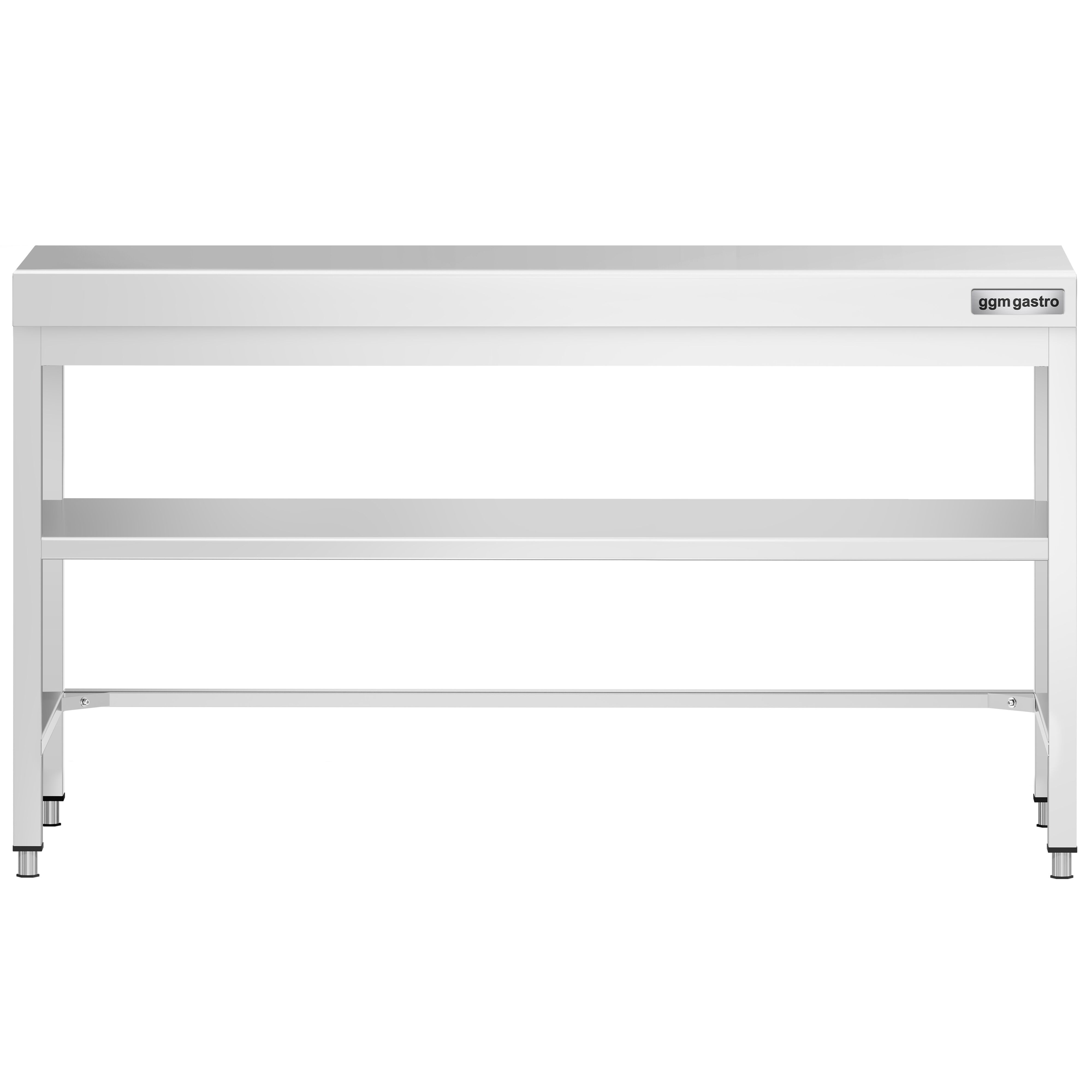 Table de travail en inox PREMIUM – 1800x800 mm – avec tablette inférieure et renforts