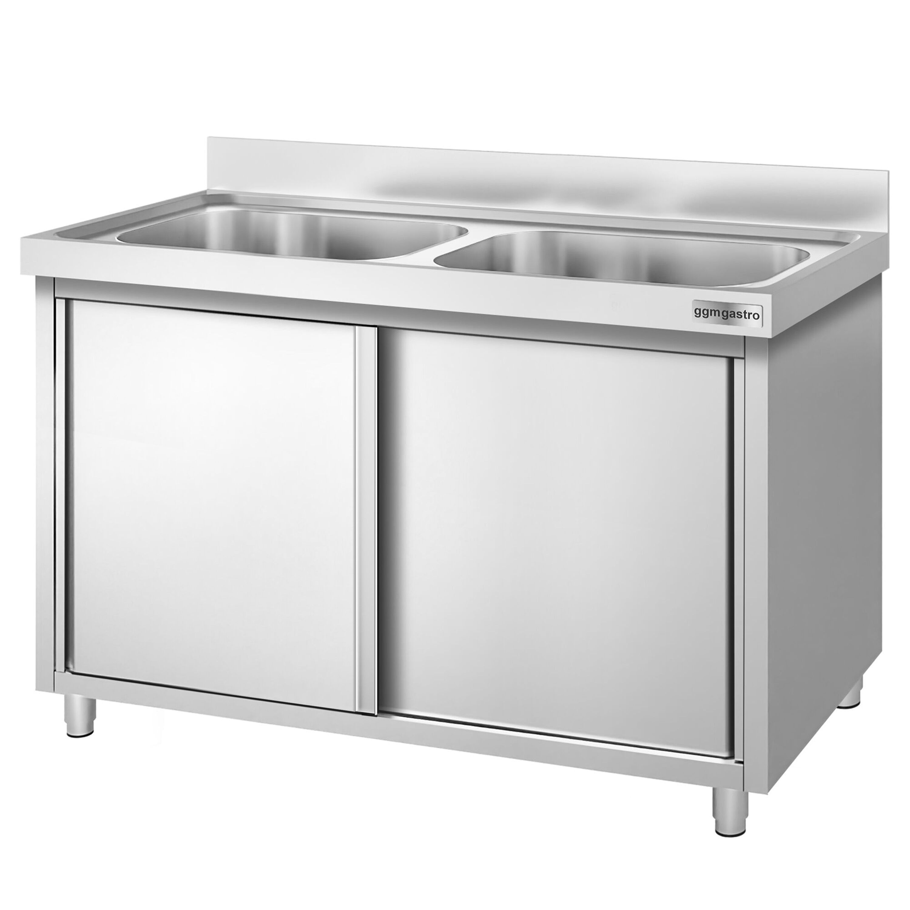 PREMIUM pot washing cabinet – 1600 x 600 mm – with 2 basins