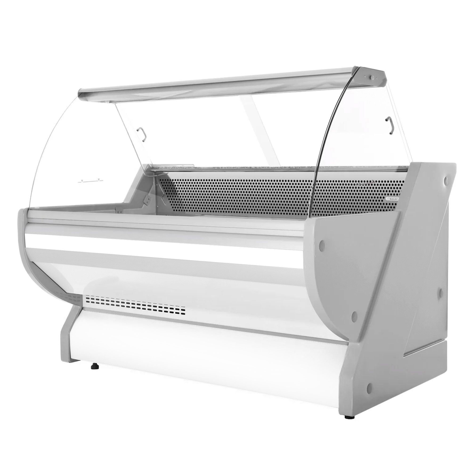 Serve Over Counter - 2025x1150mm - granite worktop - capacity 400 litres - white front - curved front glass