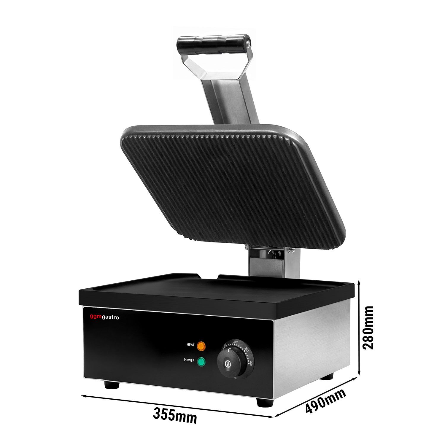 Presse à Panini / Gril de contact - 2,2kW - Plaque sup. rainurée / inf. lisse - Surface de cuisson : 350x330mm
