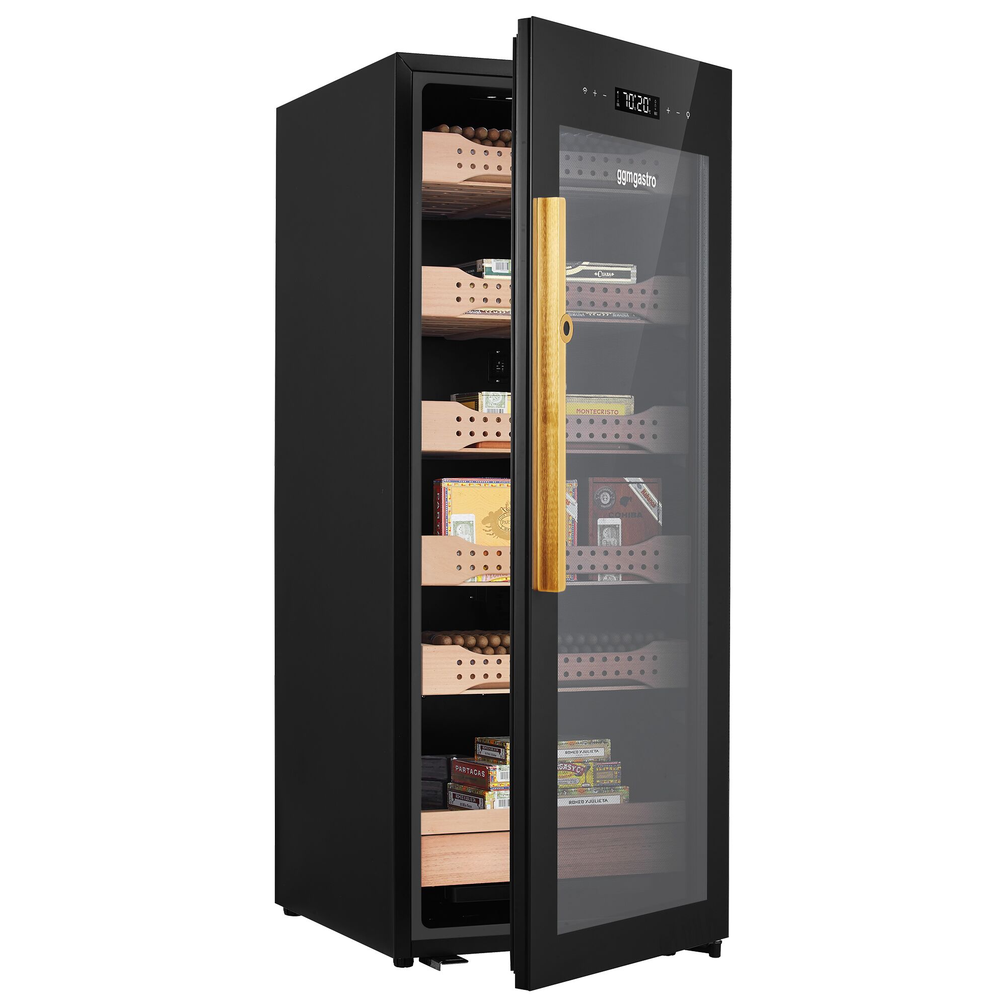 Armoire à Cigares Humidor avec Capteur d'Empreintes Digitales & Application de Contrôle - 200 Litres - pour 1200 Cigares - 6 Tiroirs