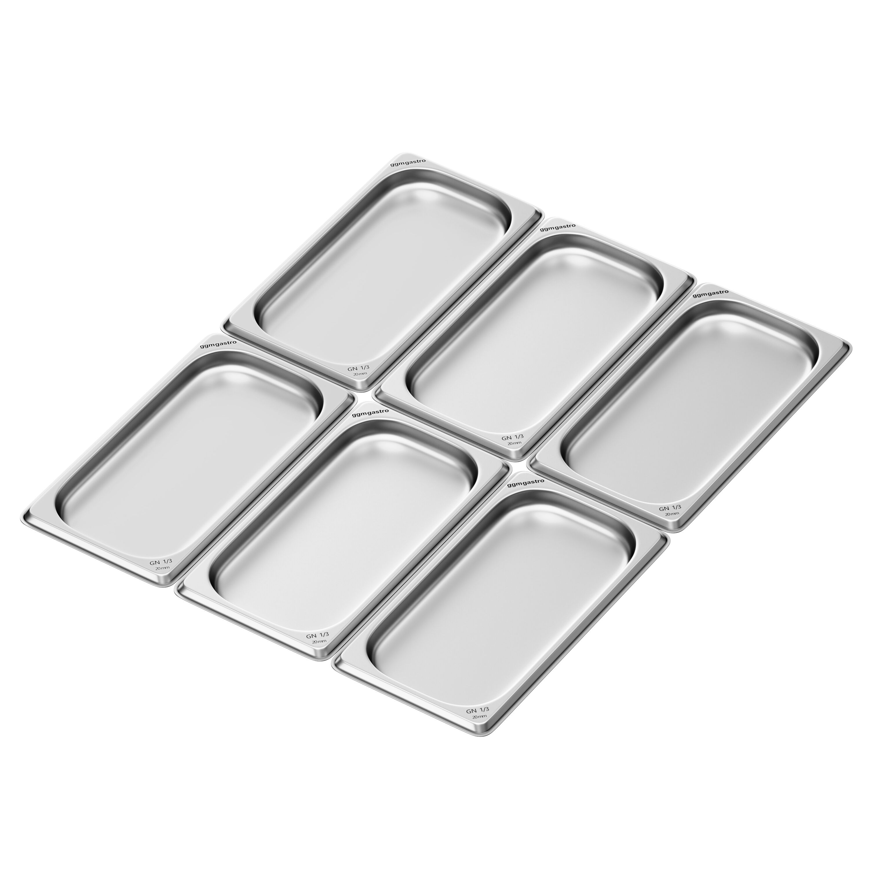 (6 pièces) Récipients en acier inoxydable GN 1/3 - Hauteur : 20mm