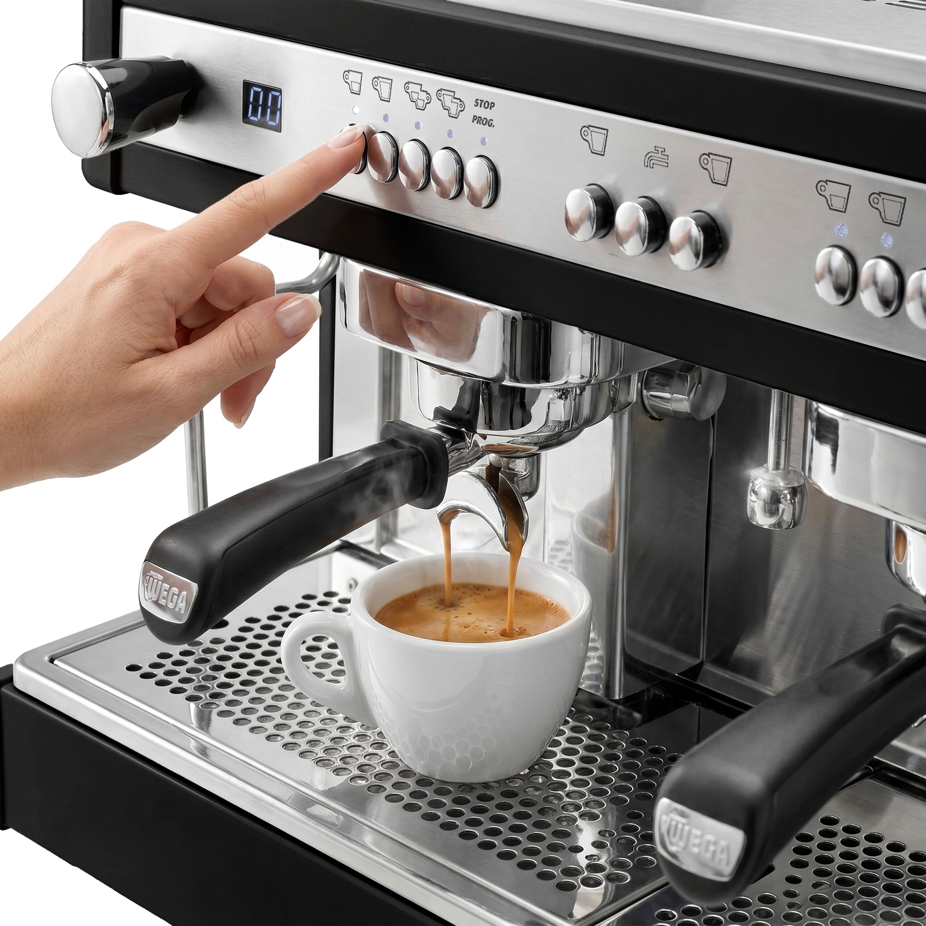 WEGA | Airy - Siebträgermaschine - 2 Gruppig - 3,85 kW - mit Shot Counter - Schwarz