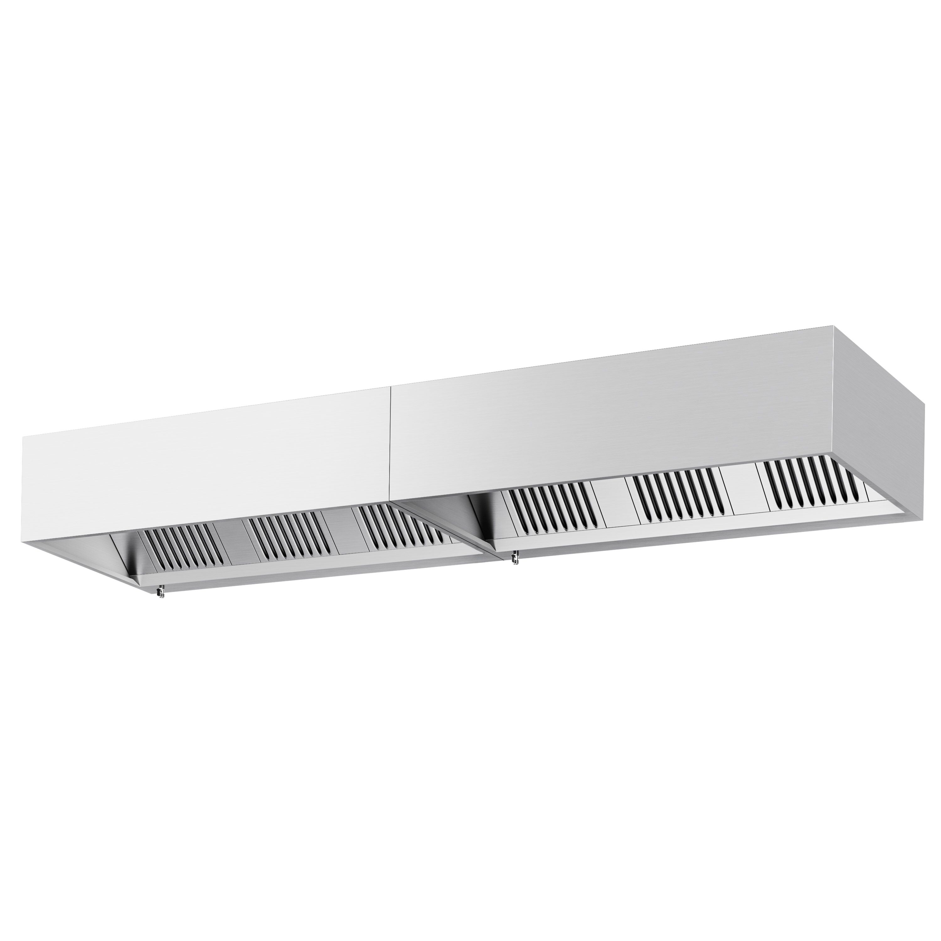 Hotte à adosser professionnelle - Profondeur 900 - 3600mm - sans moteur - avec filtres et éclairage
