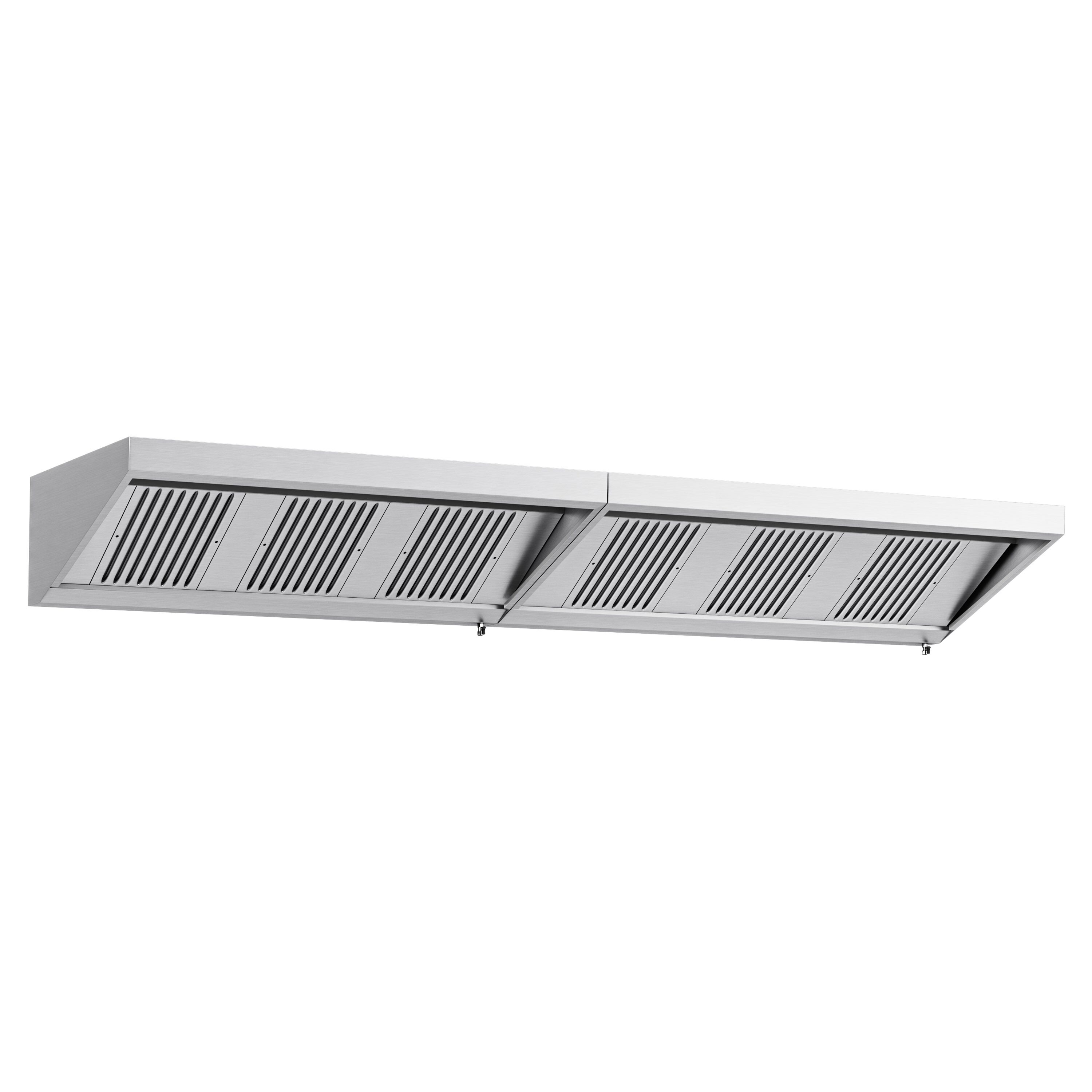Commercial Wall-Mounted Extraction Canopy - 3800mm - with Baffle Filters & LED Lighting