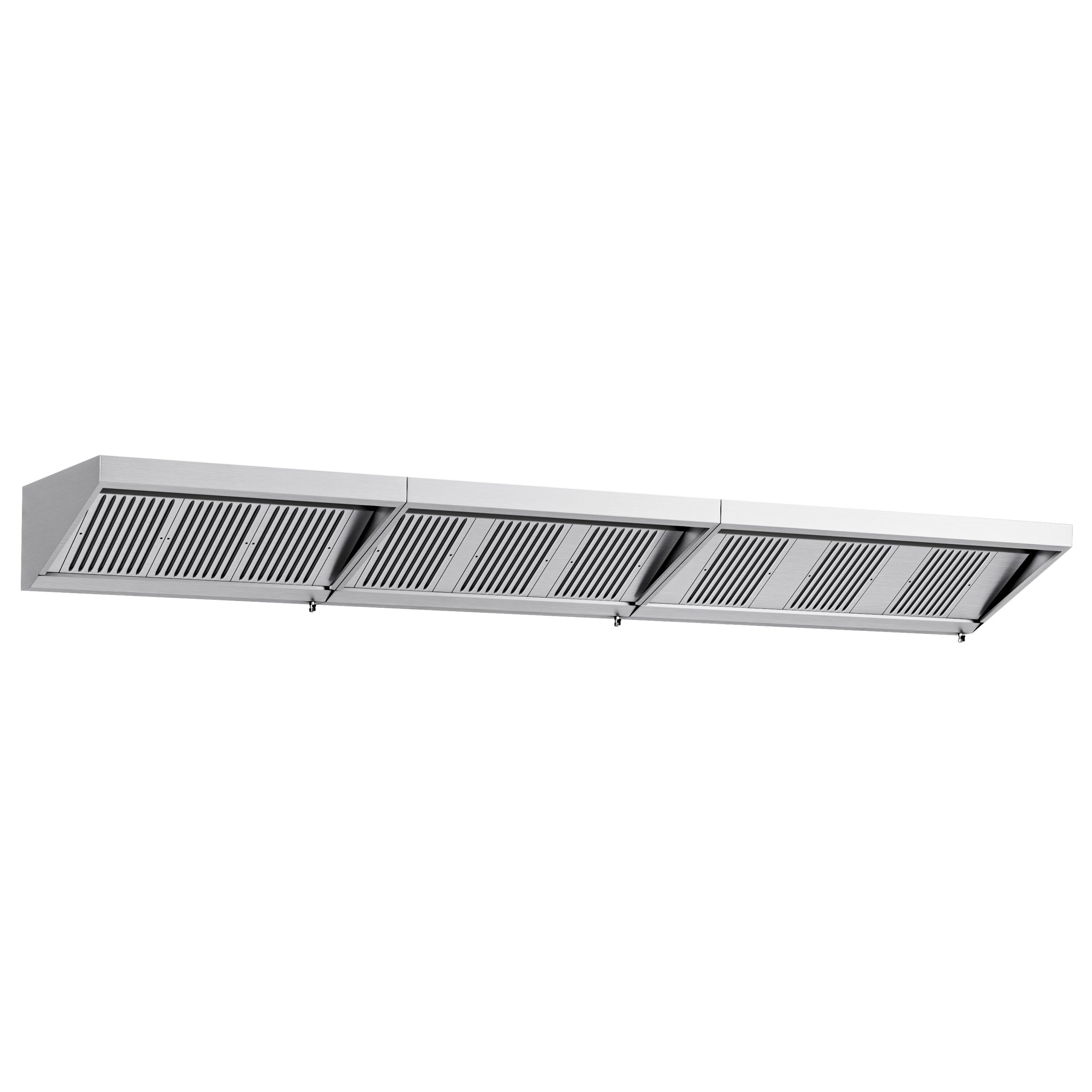 Commercial Wall-Mounted Extraction Canopy - 5000mm - with Baffle Filters & LED Lighting
