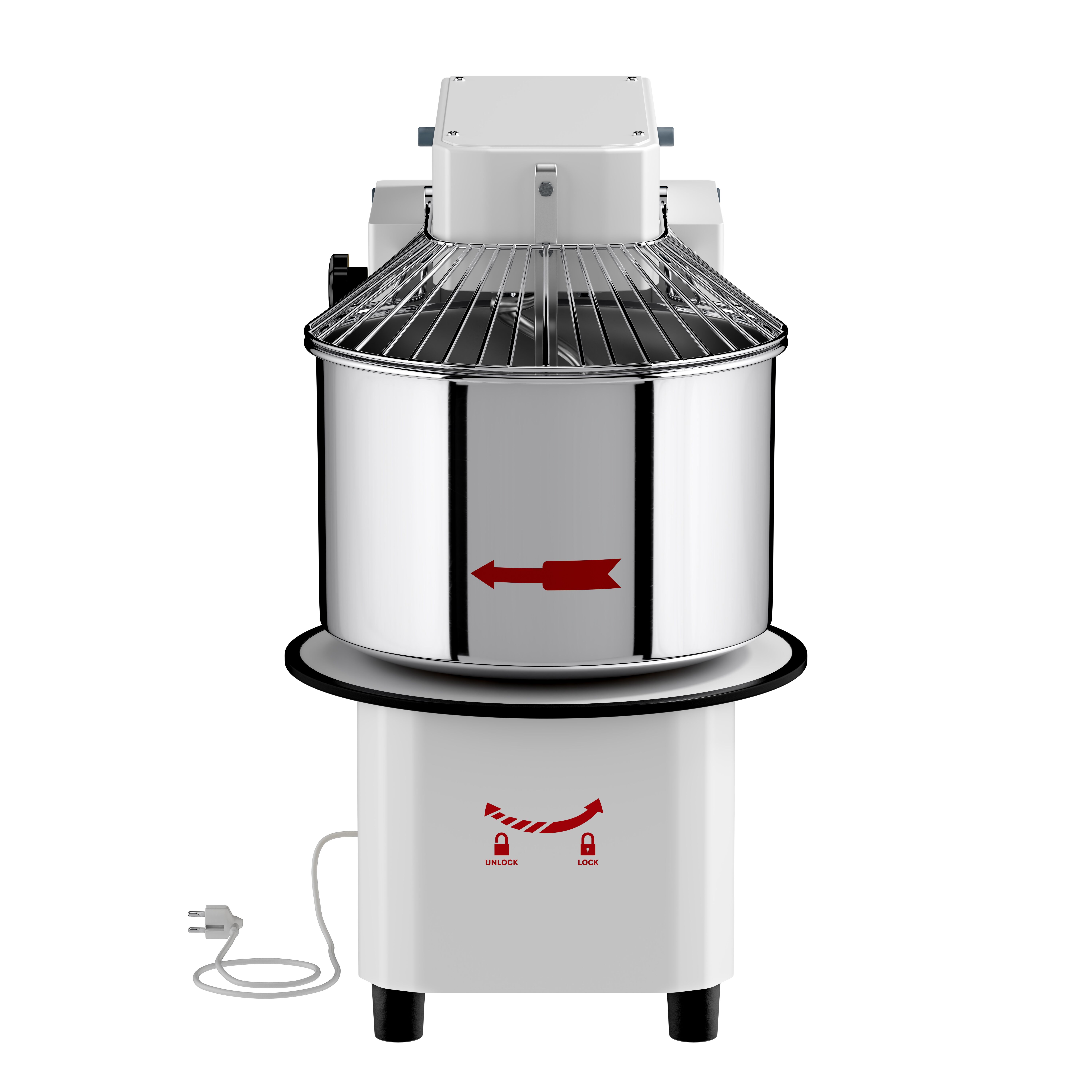 Pétrin à Pâte / Pétrin à spirale - 33 Litres / 25 kg - 2 Vitesses - Cuve Amovible & Tête Relevable - Fonction Minuterie