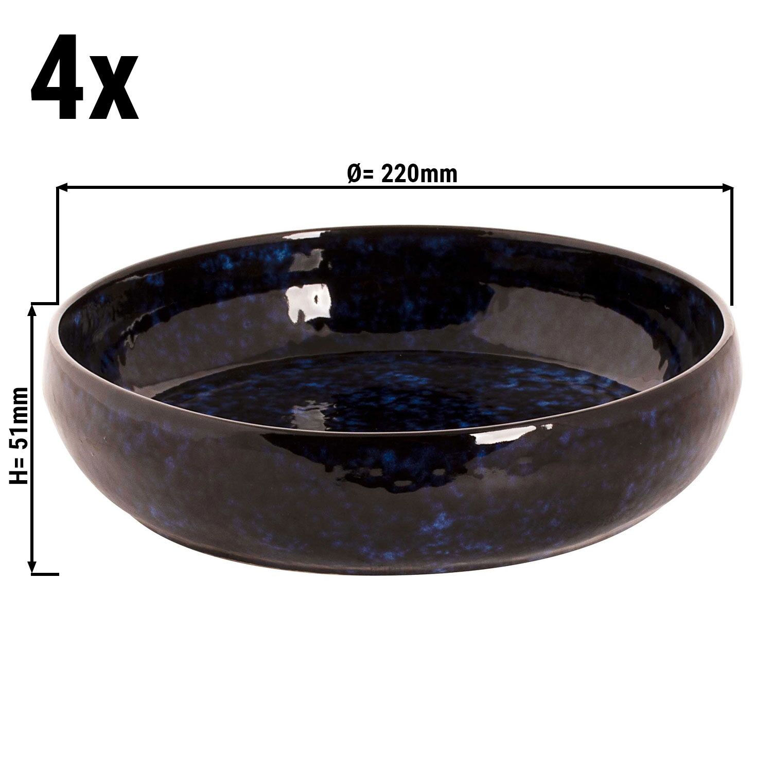 (4 Stück) BAMA BLUE - Bowl / Tiefer Teller - Ø 220mm - Blau