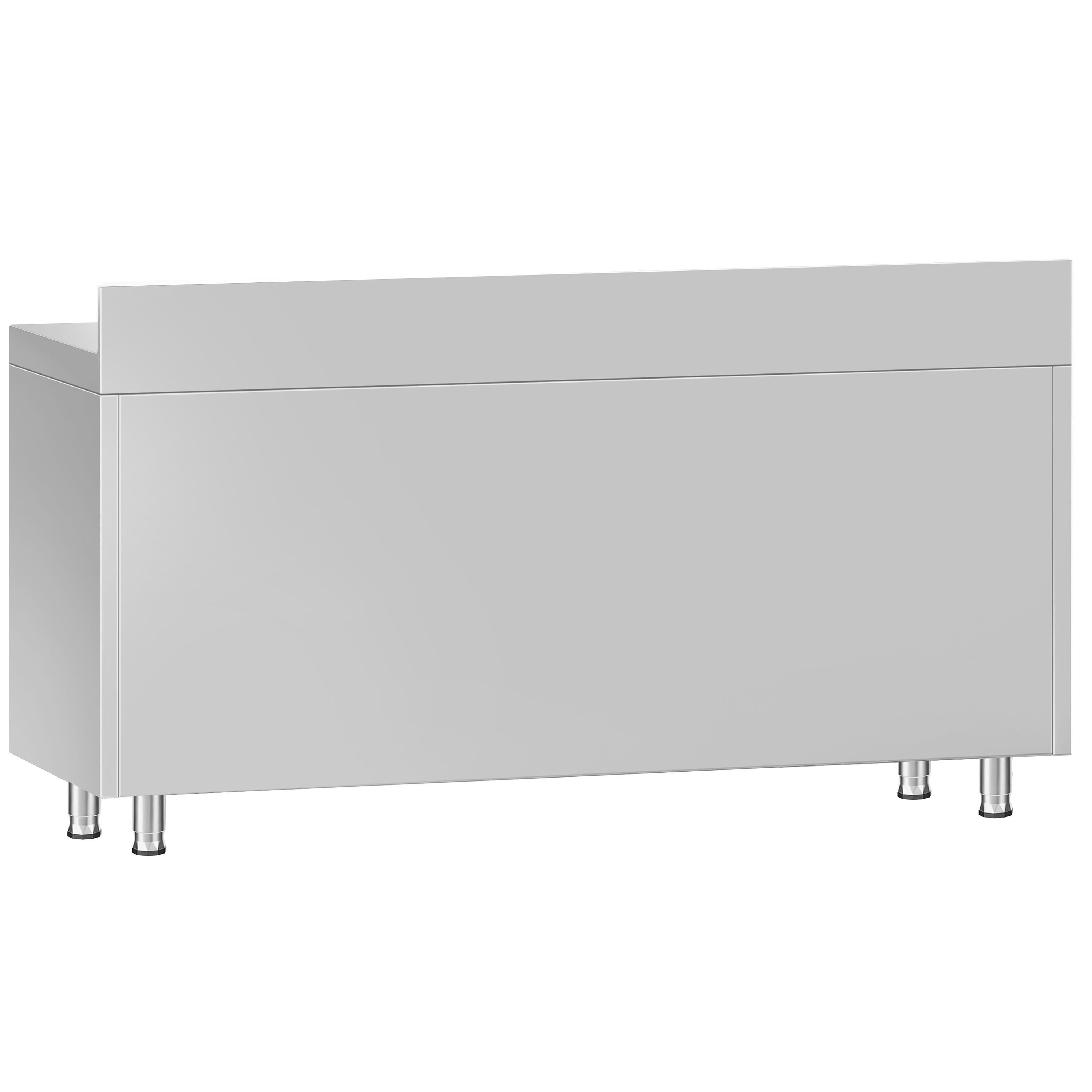 Table armoire en acier inoxydable ECO - 1600x600mm - avec 3 tiroirs à droite et portes coulissantes - avec dosseret