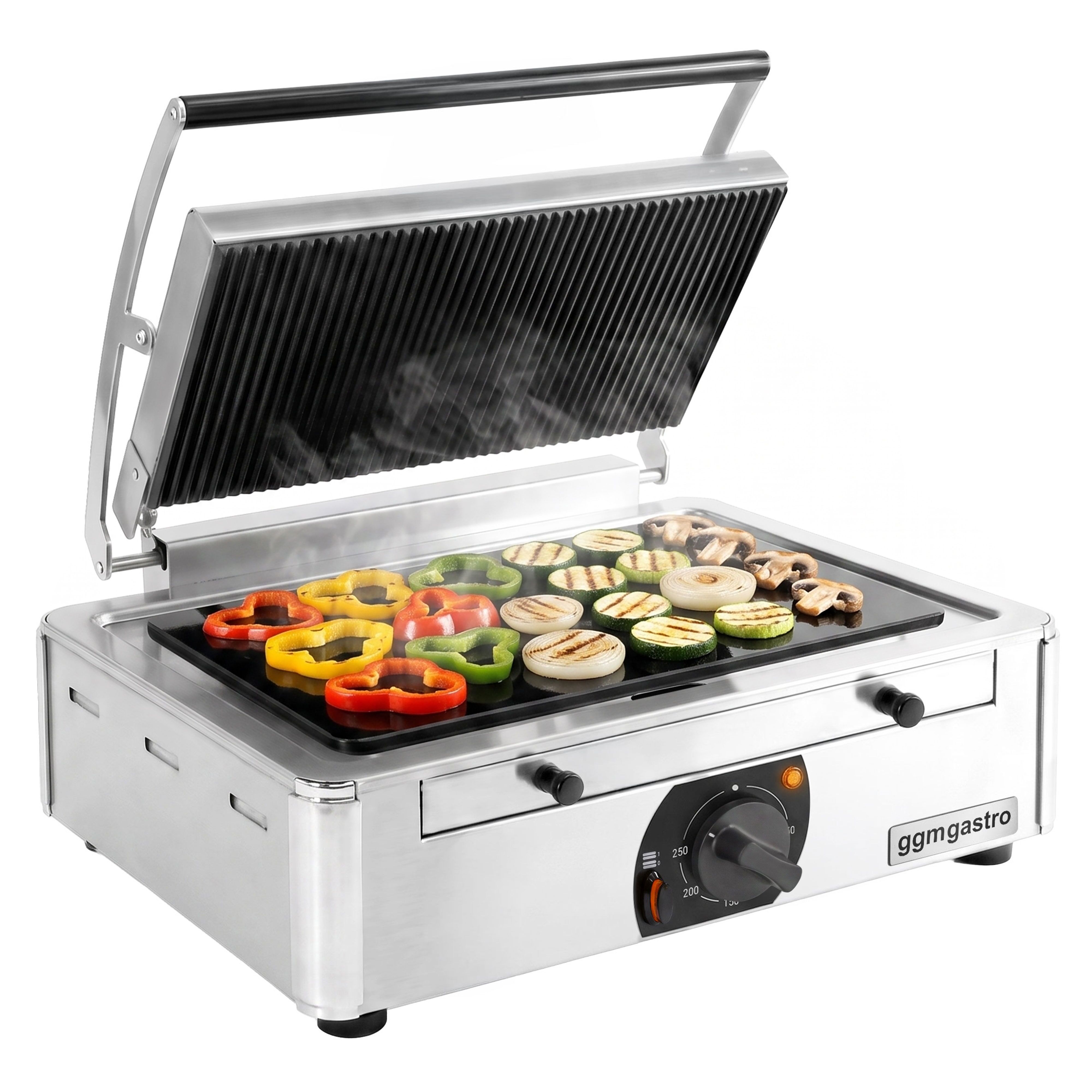 Glass Ceramic Contact Grill – 3 kW – Smooth Bottom & Ribbed Top – Grilling Surface: 345x220mm