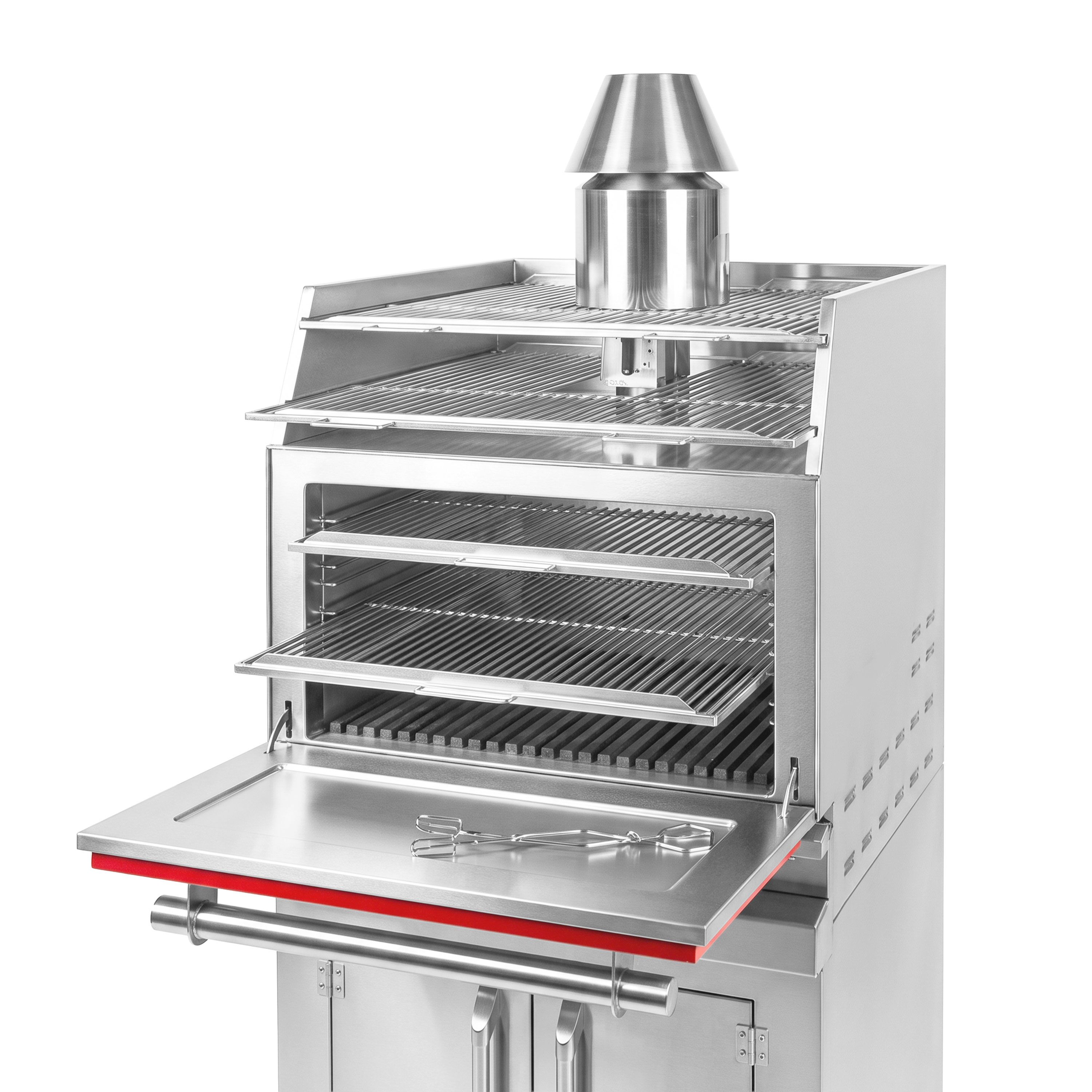Charcoal Oven - 704mm - with cabinet base - Red