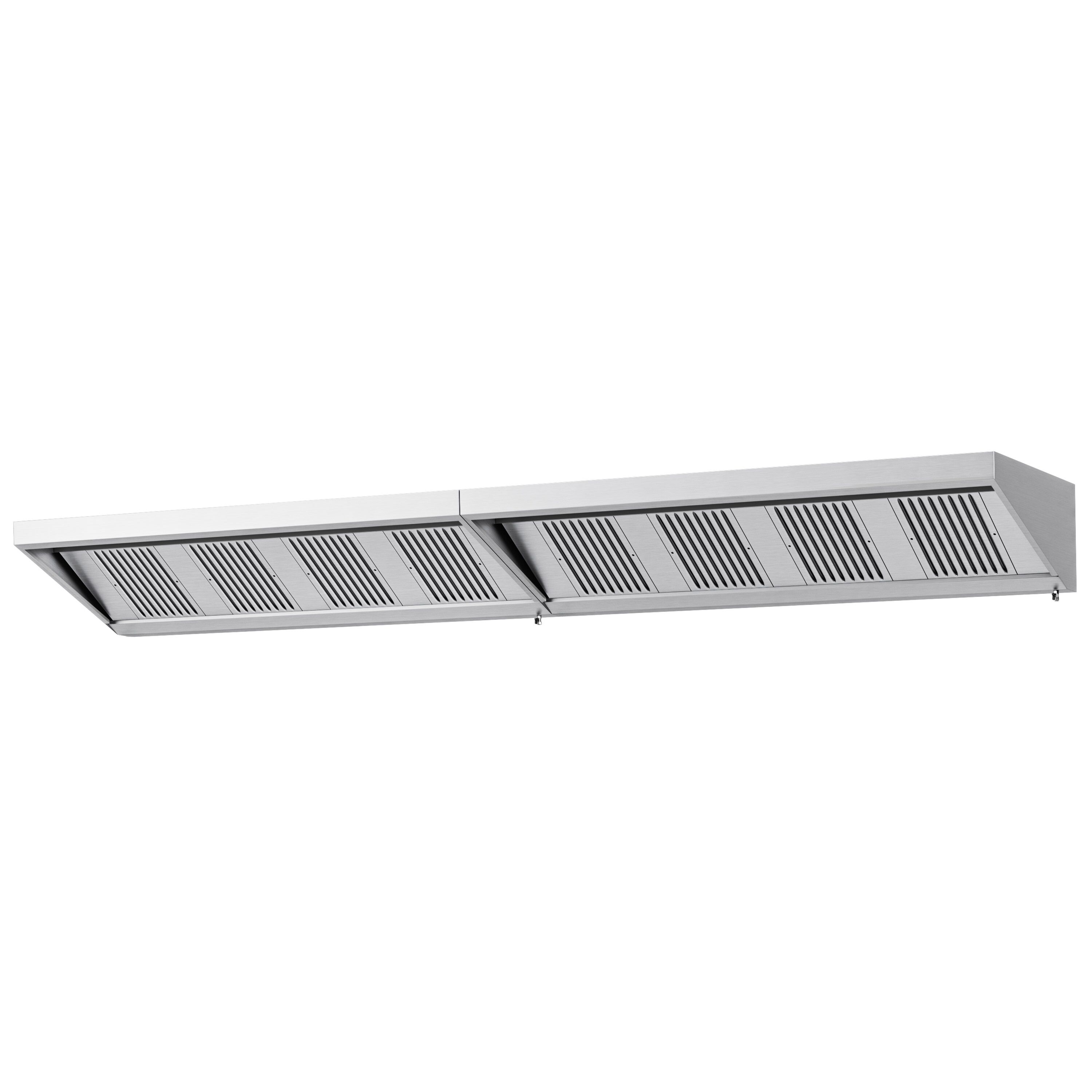Commercial Wall-Mounted Extraction Canopy - 4800mm - with Baffle Filters & LED Lighting