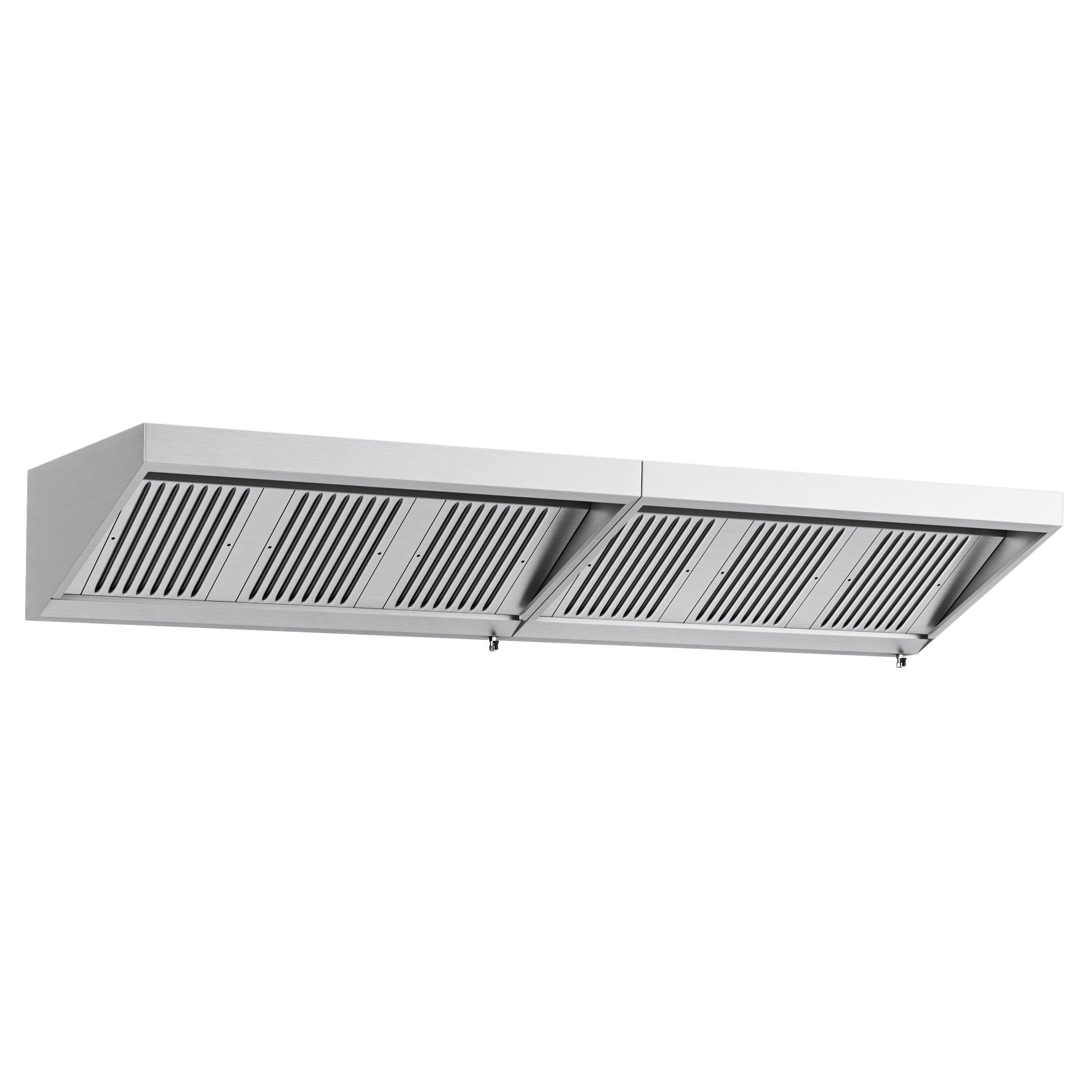 Commercial Wall-Mounted Extraction Canopy - 3200mm - with Baffle Filters & LED Lighting