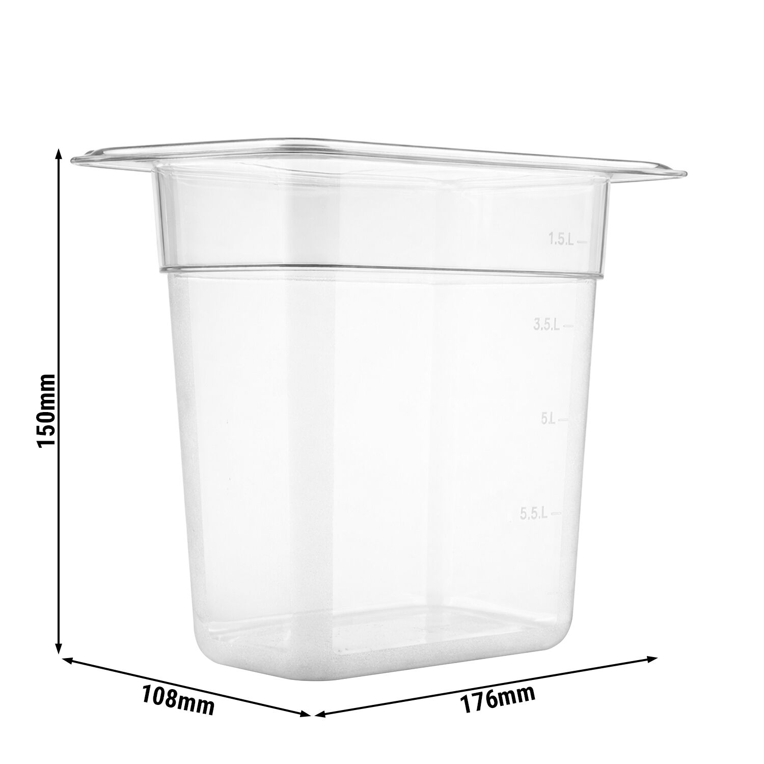 (6 pièces) Bac en Polycarbonate GN 1/9 - Transparent - Hauteur : 150 mm