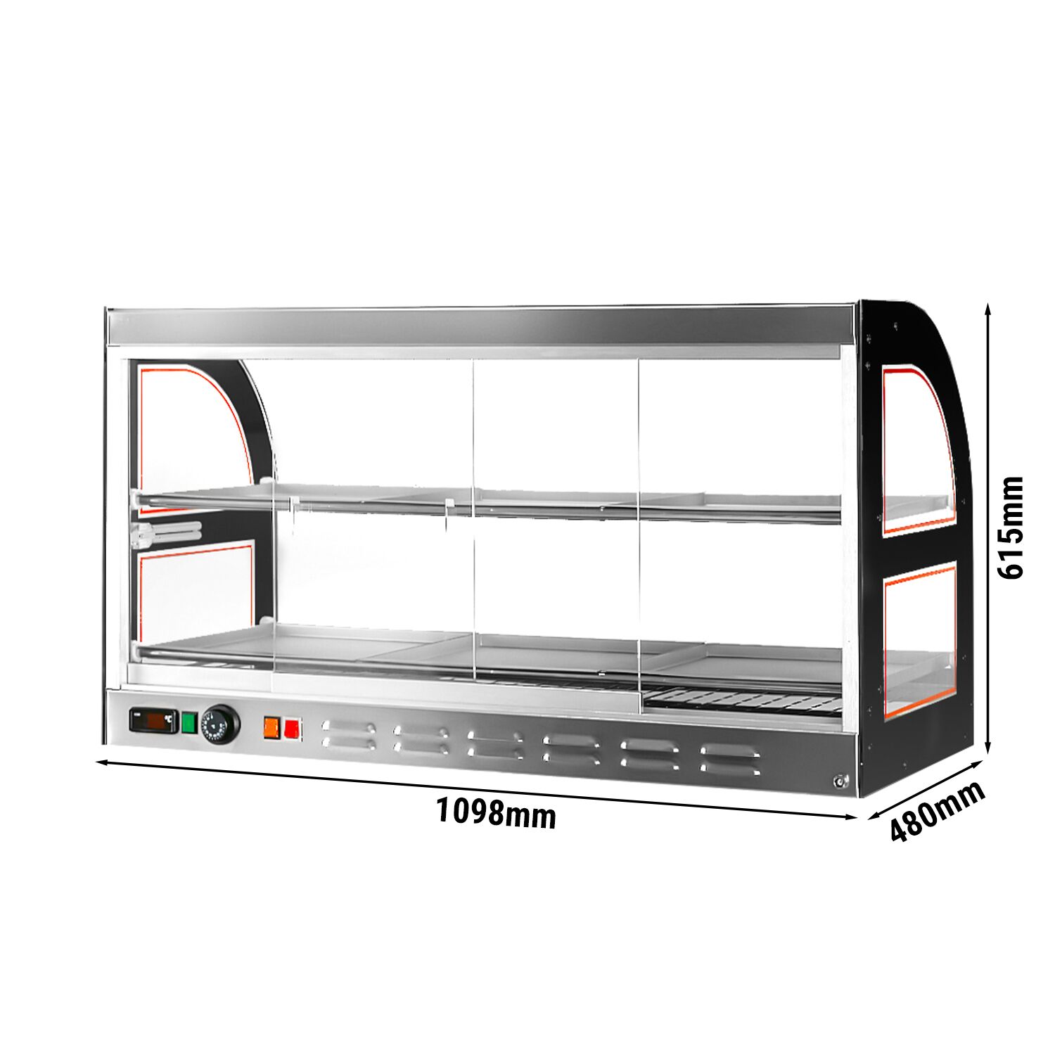 Vitrine chauffante pour poulet – 1,8 kW – 2 étagères