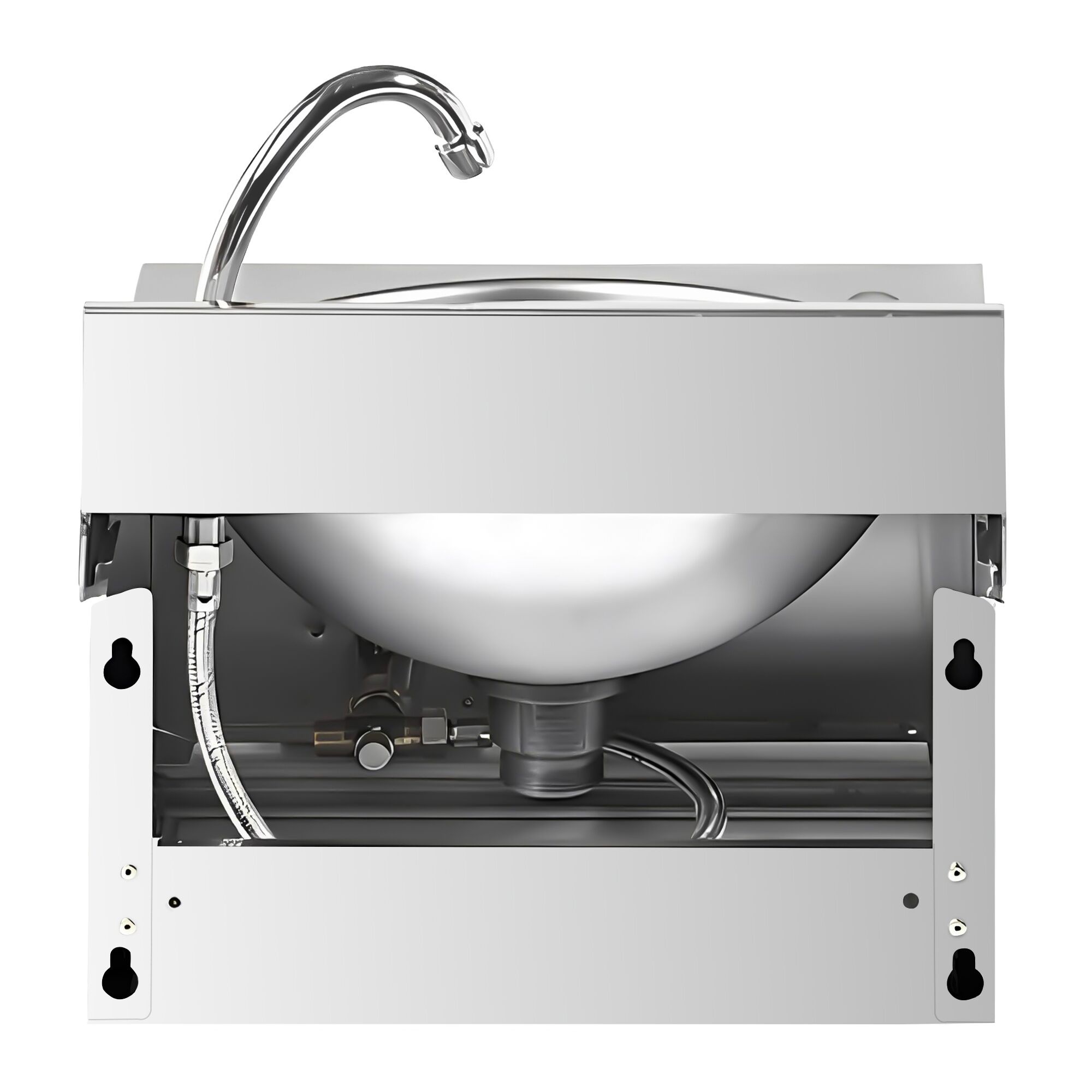 Lave-mains - Acier inoxydable - avec commande fémorale, distributeur de savon