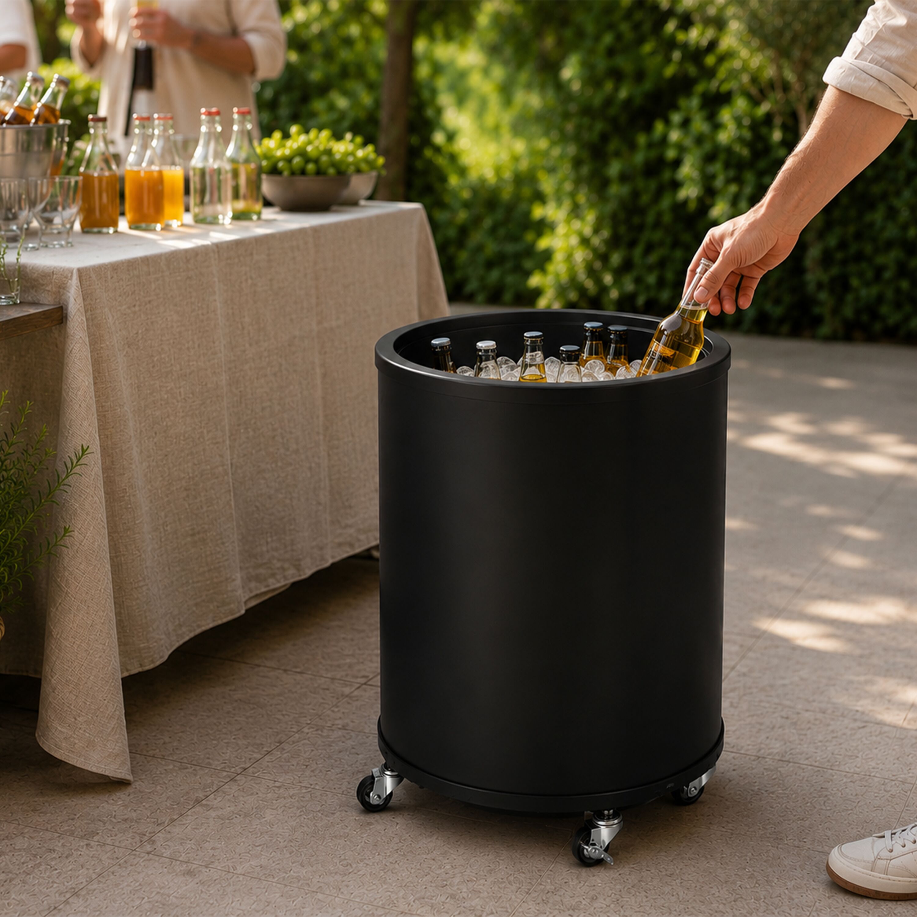 Réfrigérateur de fête / tonneau réfrigéré - 30 litres - couvercle en verre avec poignée & roulettes mobiles
