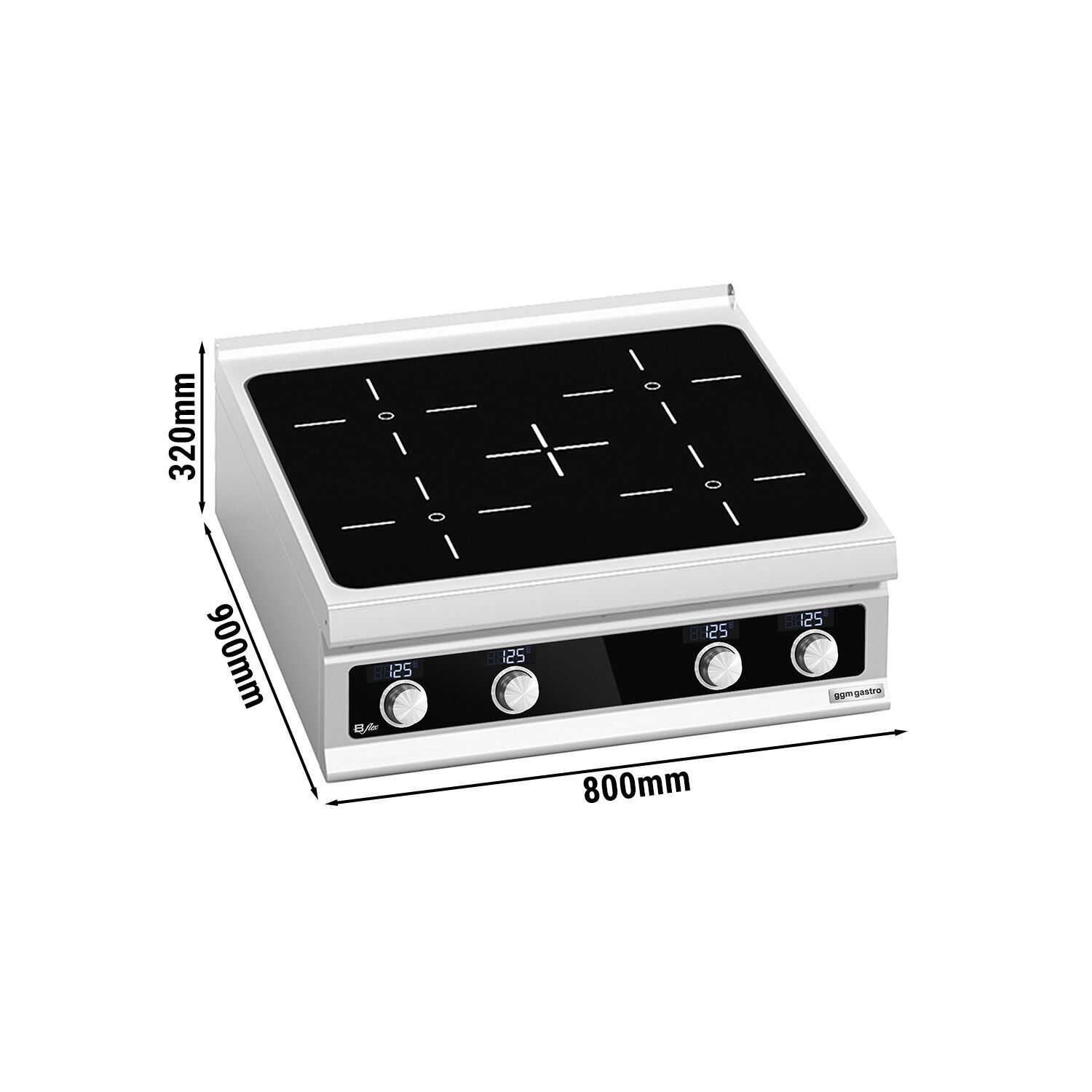 Countertop Induction Hob - 20kW - 4 zones - Bflex Digital - Heavy Duty - High-Output Model