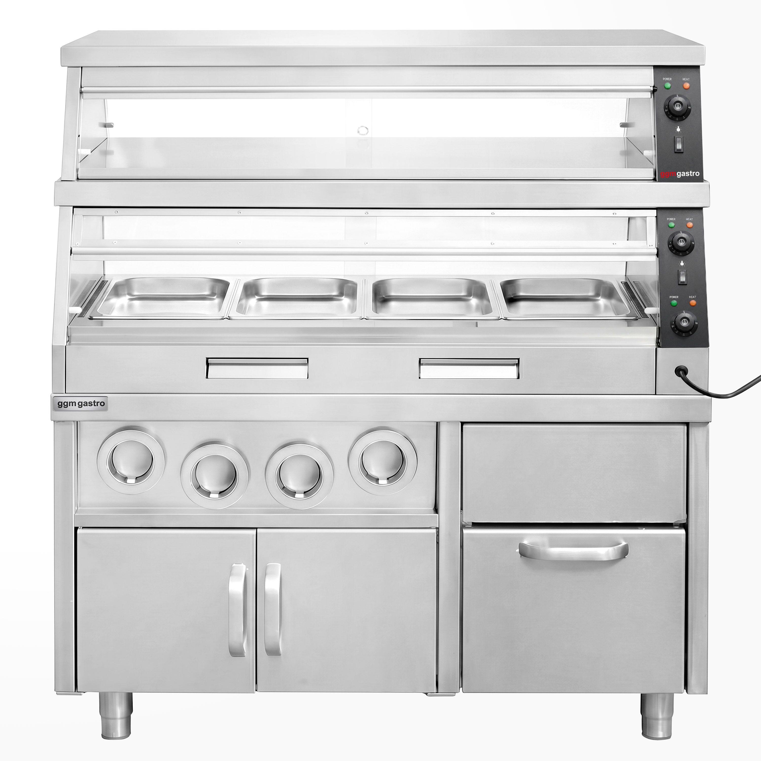 Commercial Heated Display Cabinet – 1500 mm – for 4 × GN 1/1 – Individually Adjustable – 3.5 kW