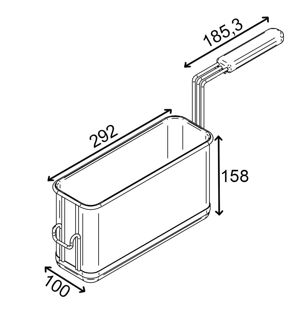 Panier à pâtes - 100x477.3x242.5mm - Inox AISI 304 - Série 600 - compatible avec ENB363P