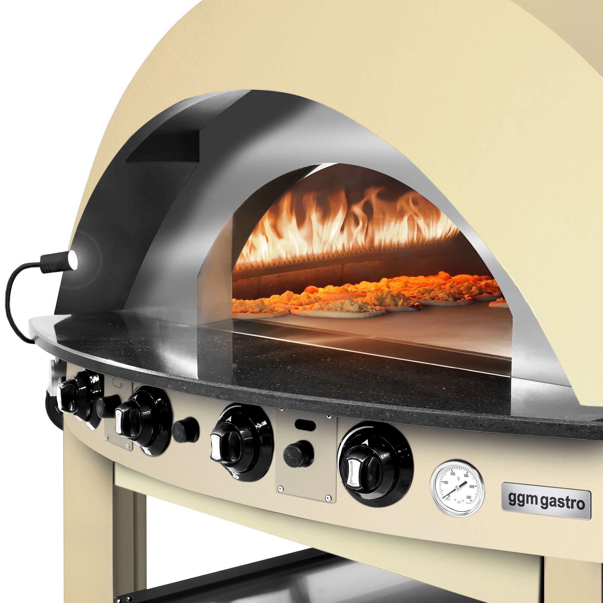 Four à pizza à gaz - 9 x 25 cm - Manuel - Jaune crème