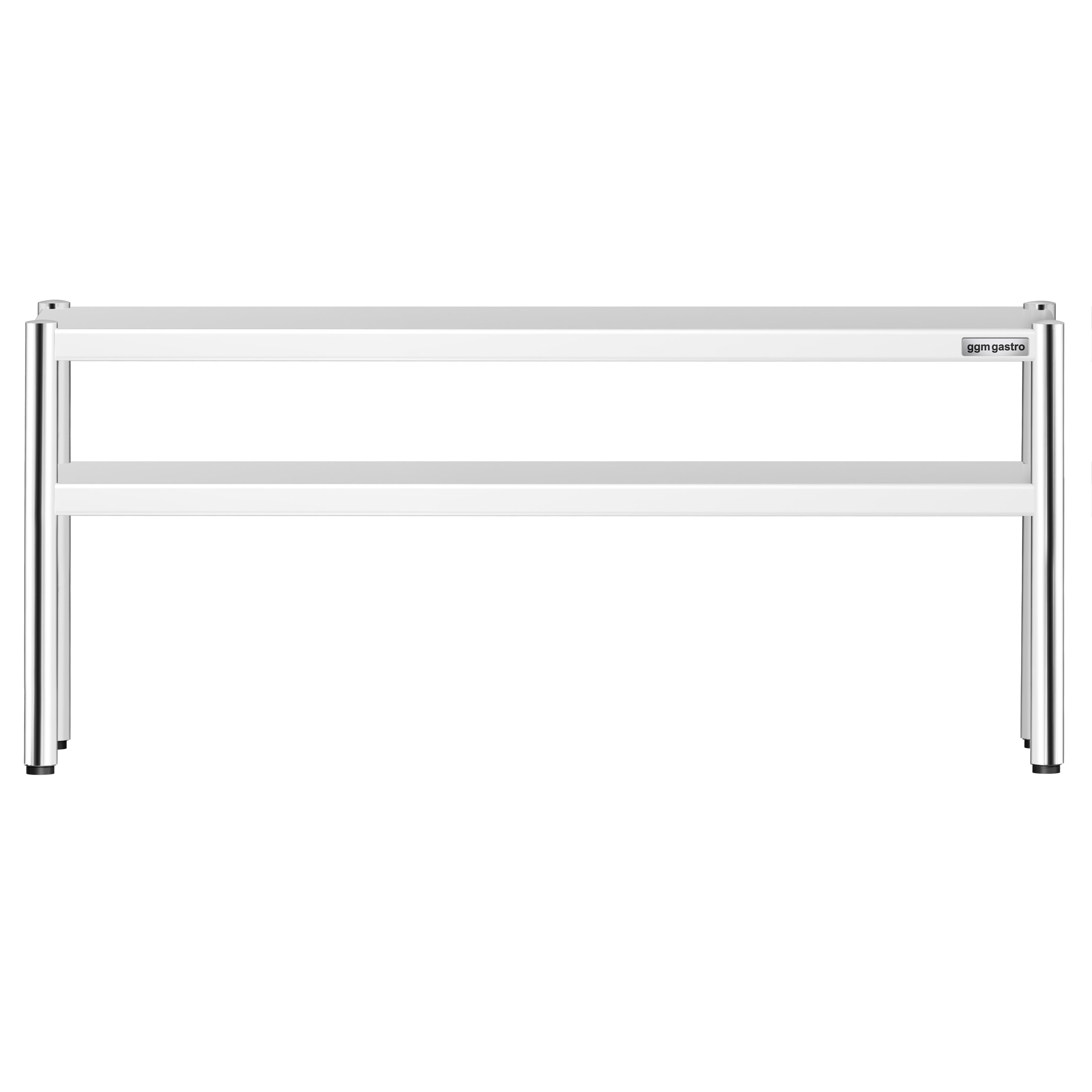 Étagère supérieure en inox – 2 niveaux – 1600 × 370 mm – hauteur réglable