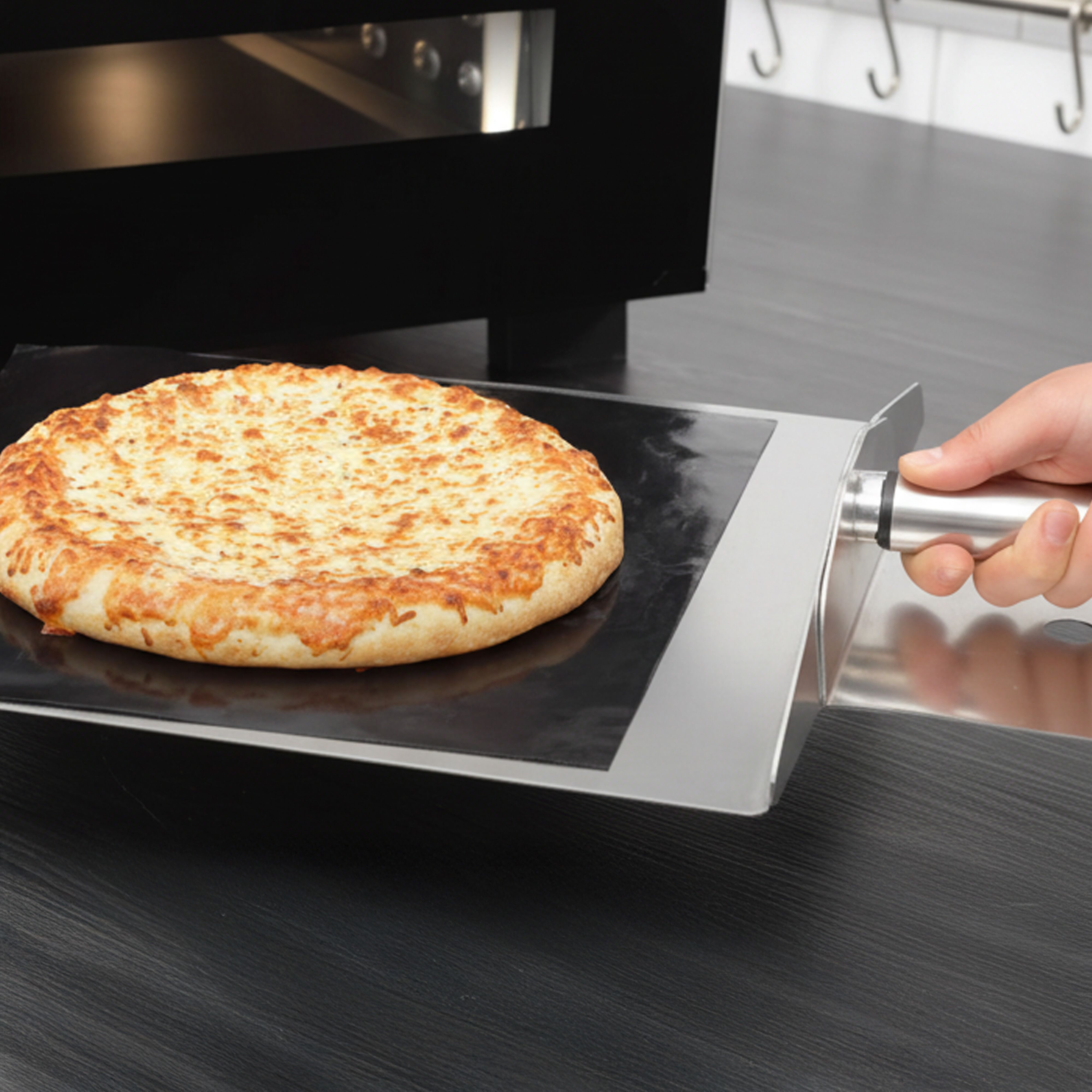 Pelle à pizza rectangulaire - Acier inoxydable - 320x310mm - compatible avec Four à pizza et Four à vitesse tactile SOV