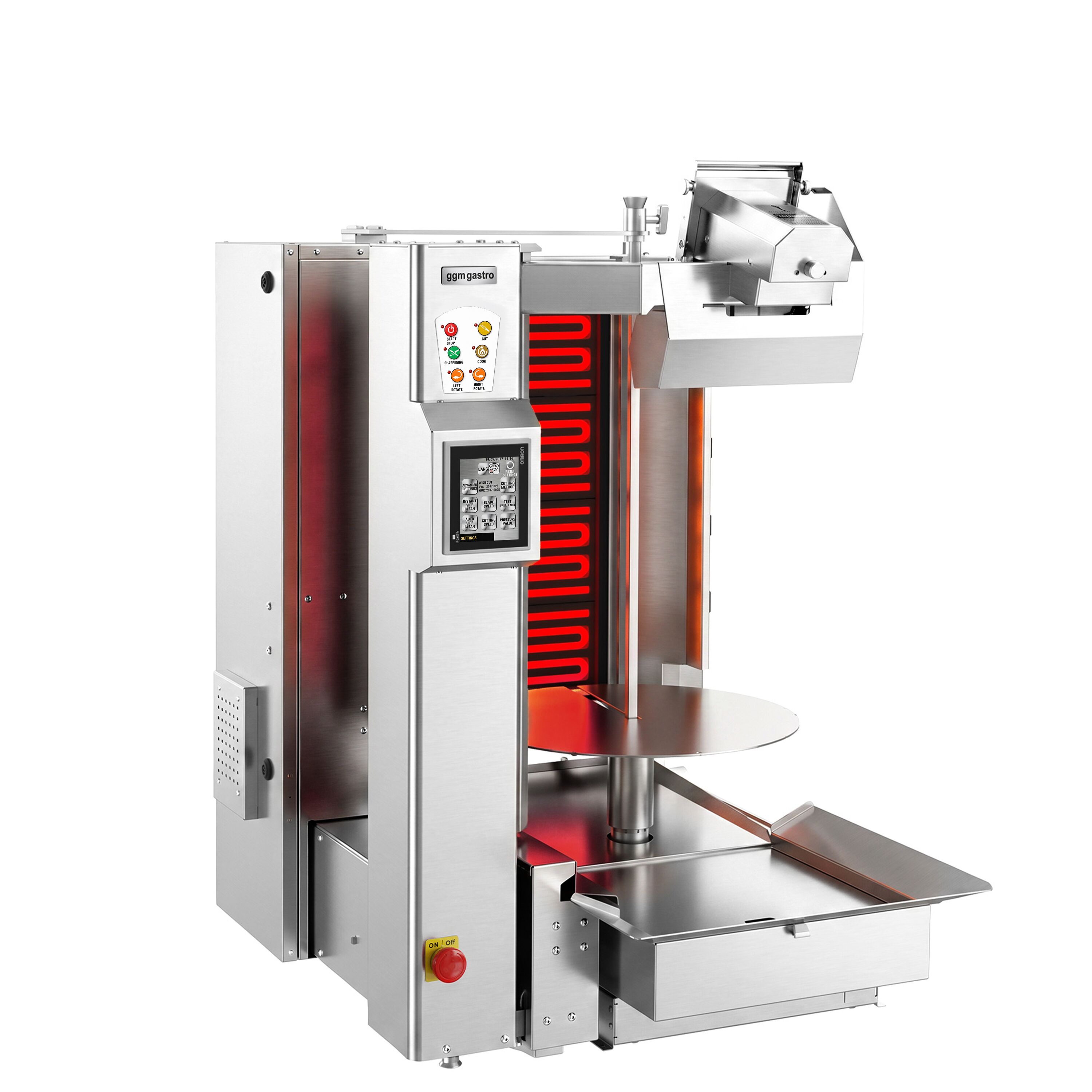 Elektrisk kebabrobot - justerbar brännarsektion - 6,40 kW - max. 95 kg - inkl. 1 köttspett