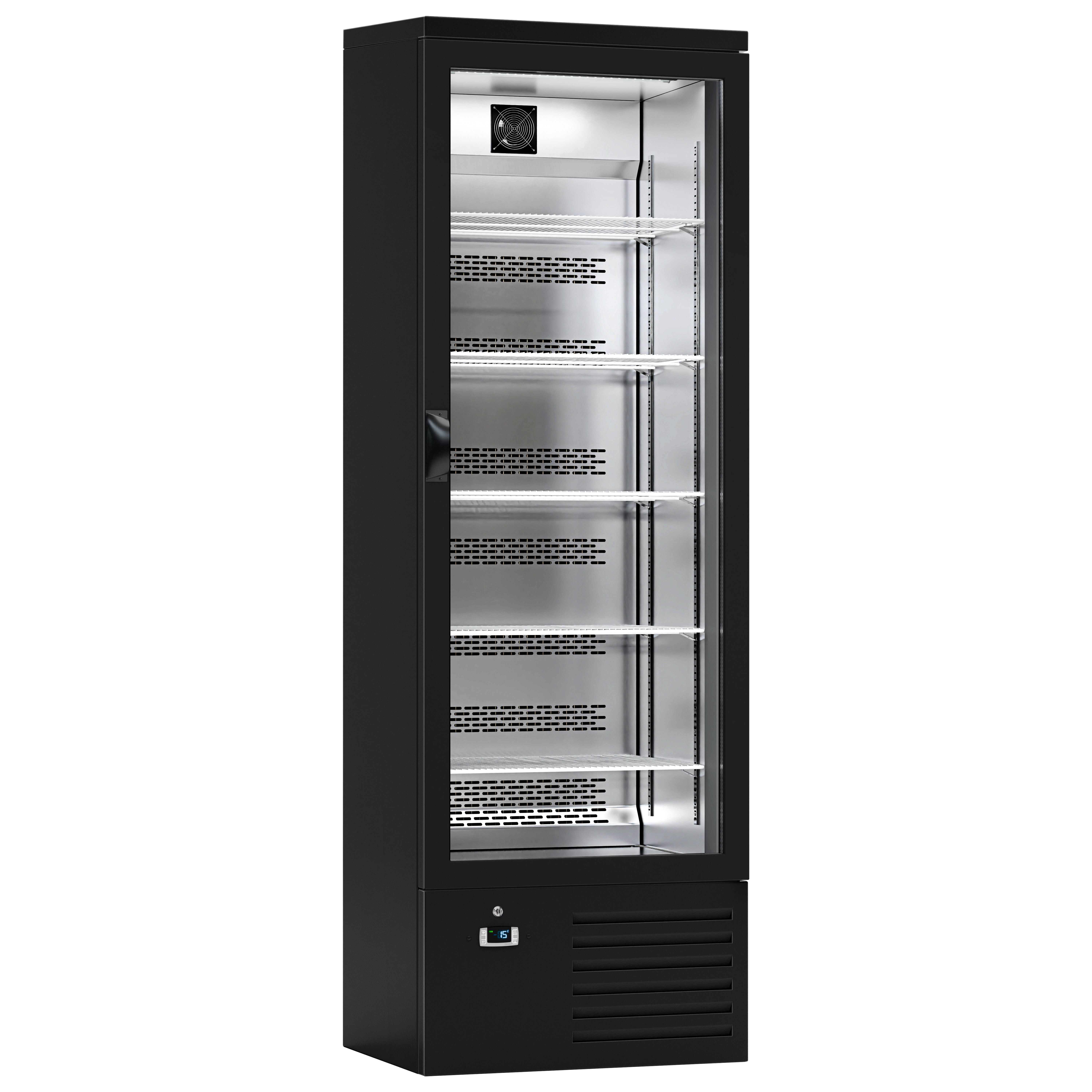 Vitrine réfrigérée à boissons - 600mm - 280 L - 1 porte vitrée - Noir - +4 à +12 °C